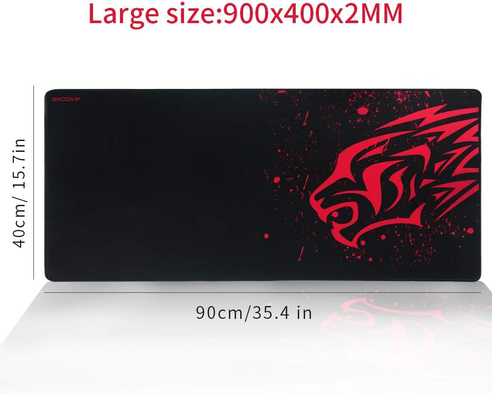 Exco Extended Gaming Mouse Pad, 90 X 40 Cm XXL Mousepad with Non-Slip Rubber Base and Stitched Edge,Smooth Surfaces Red Mouse Mat(Desk Pad) for Gaming and Working 14674 image number 3