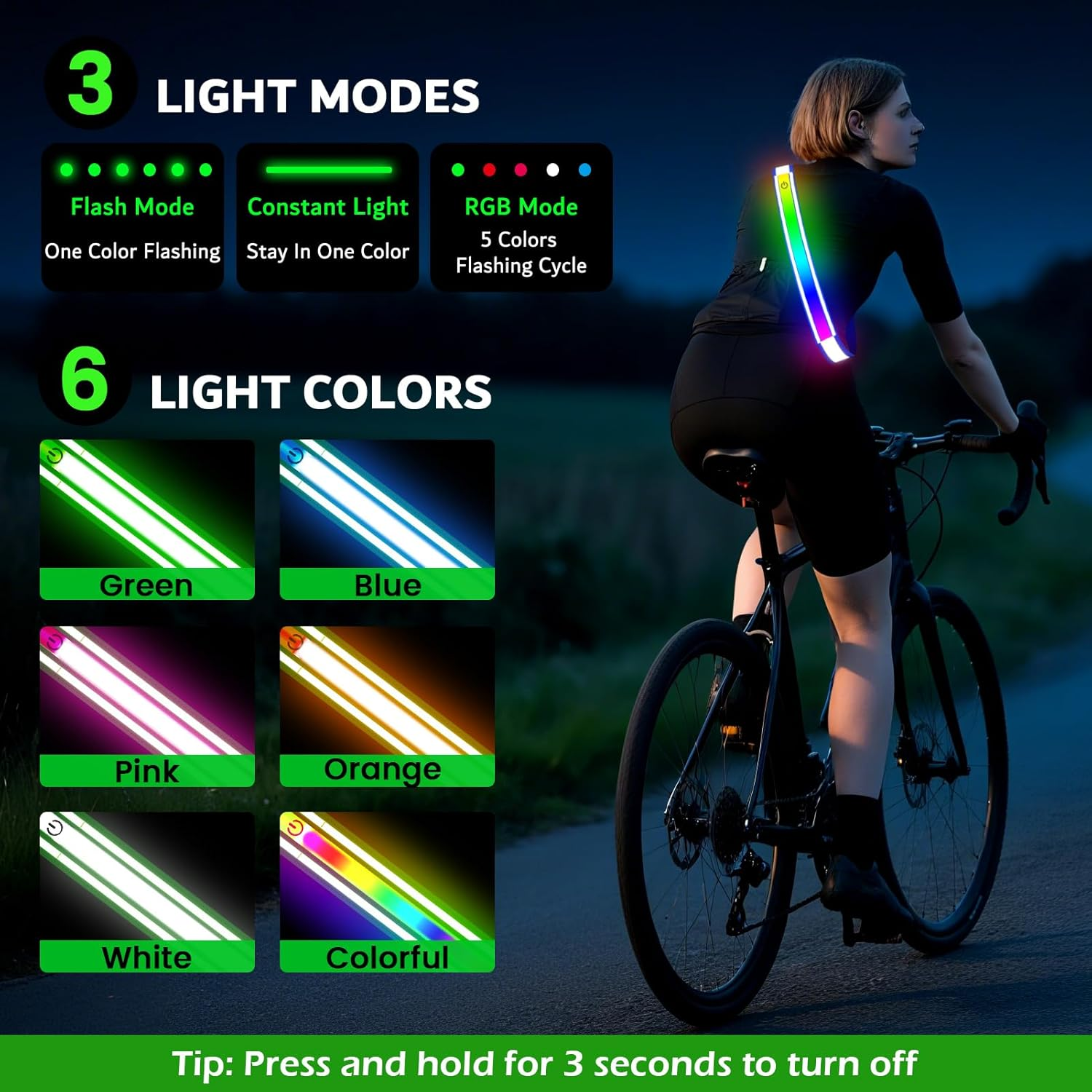 Reflective Sash Gear for Walking at Night,Flashing LED Reflective Belt Safety Lights for Walkers Night Dog Walking Biking Running,High Visibility Rechargeable with Wear 2 Ways for Men Women - Orange image number 4