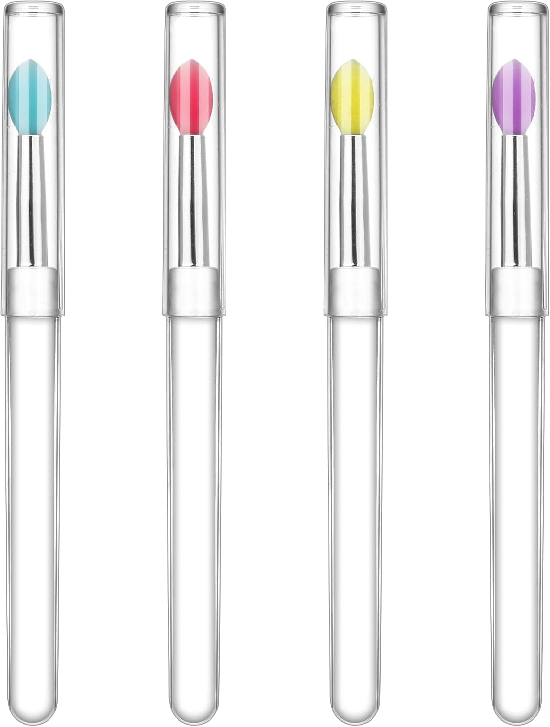 4 Pcs Silicone Lip Brush Lipstick Applicator Wands Plastic Lip Scrub Brush Reusable Lip Balm Applicator with Cap Makeup Applicator for Lipstick, Eyeshadow, Lip Gloss, Lip Balm image number 4