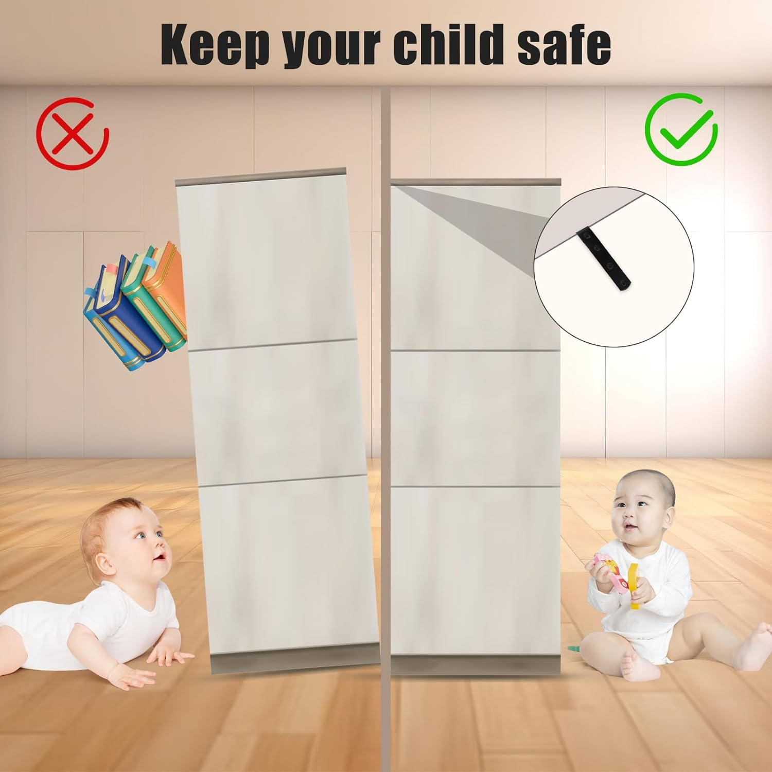 4Pcs Furniture Anchors for Baby Proofing, Metal Baby Furniture Anchor Bracket anti Tip Black Furniture Mounts Baby Proof L-Shaped Furniture Wall Anchor for Large Furniture image number 2