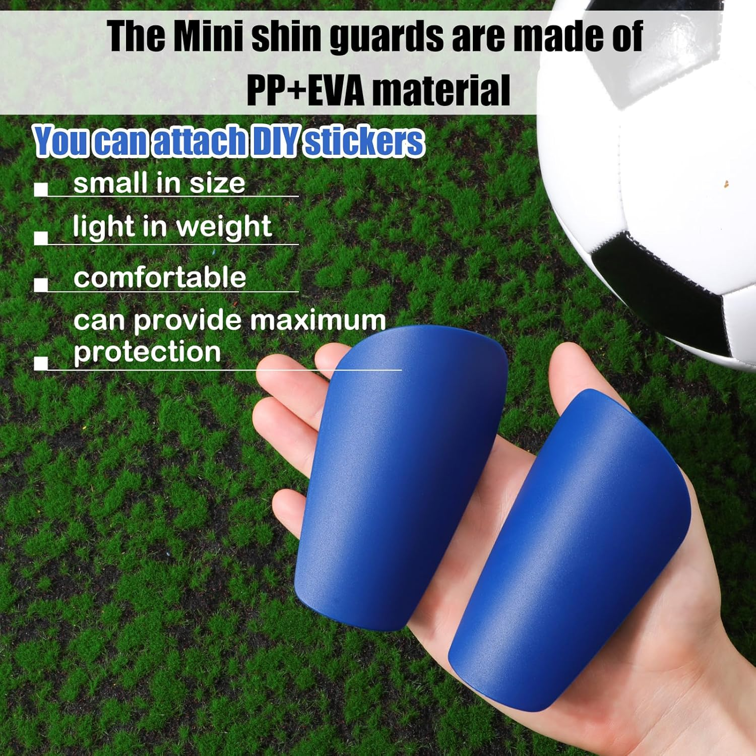 2 Pairs Small Soccer Shin Guards for Youth Adults, 4.33X2.36In Lightweight Mini Tiny Football Shin Pads Breathable Protective Gear for All Ages Kids Boys Girls (Lake Blue, Dark Blue) image number 2