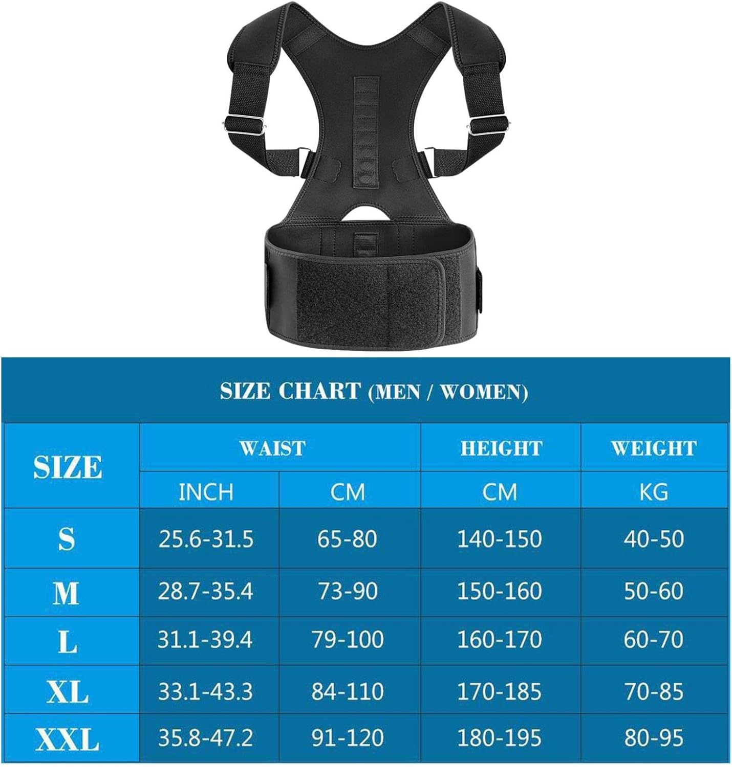 Posture Brace Corrector - Adjustable Back Brace for Womenmen - Back Support Belt for Lower Back Aches Relief, Kyphosis, Winged Scapula, Spine Alignment Puchen image number 1