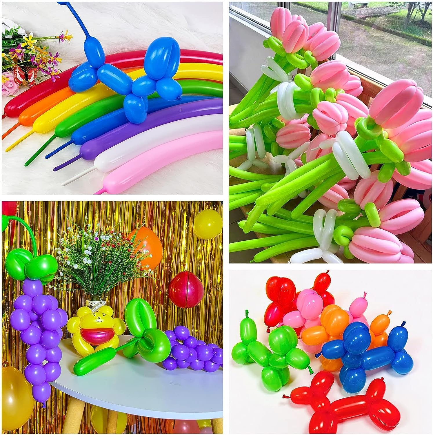 100Pcs 260 Long Balloons with Pump, Colors Balloons Animal Kit DIY Premium Latex Twisting Modeling Balloon for Birthday Wedding Festival Party Decorations (Assorted Colors)