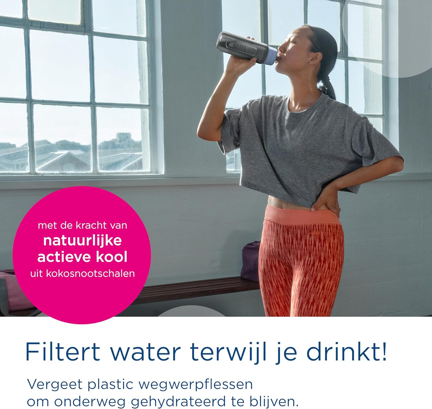 BRITA Sport Water Filter Bottle Model Active Dark Green (600 Ml) Includes 2 Microdisc Filters - Squeezable Bpa-Free Bottle for Travel, Drinking Bottle Filters When Drinking/Dishwasher Safe image number 2