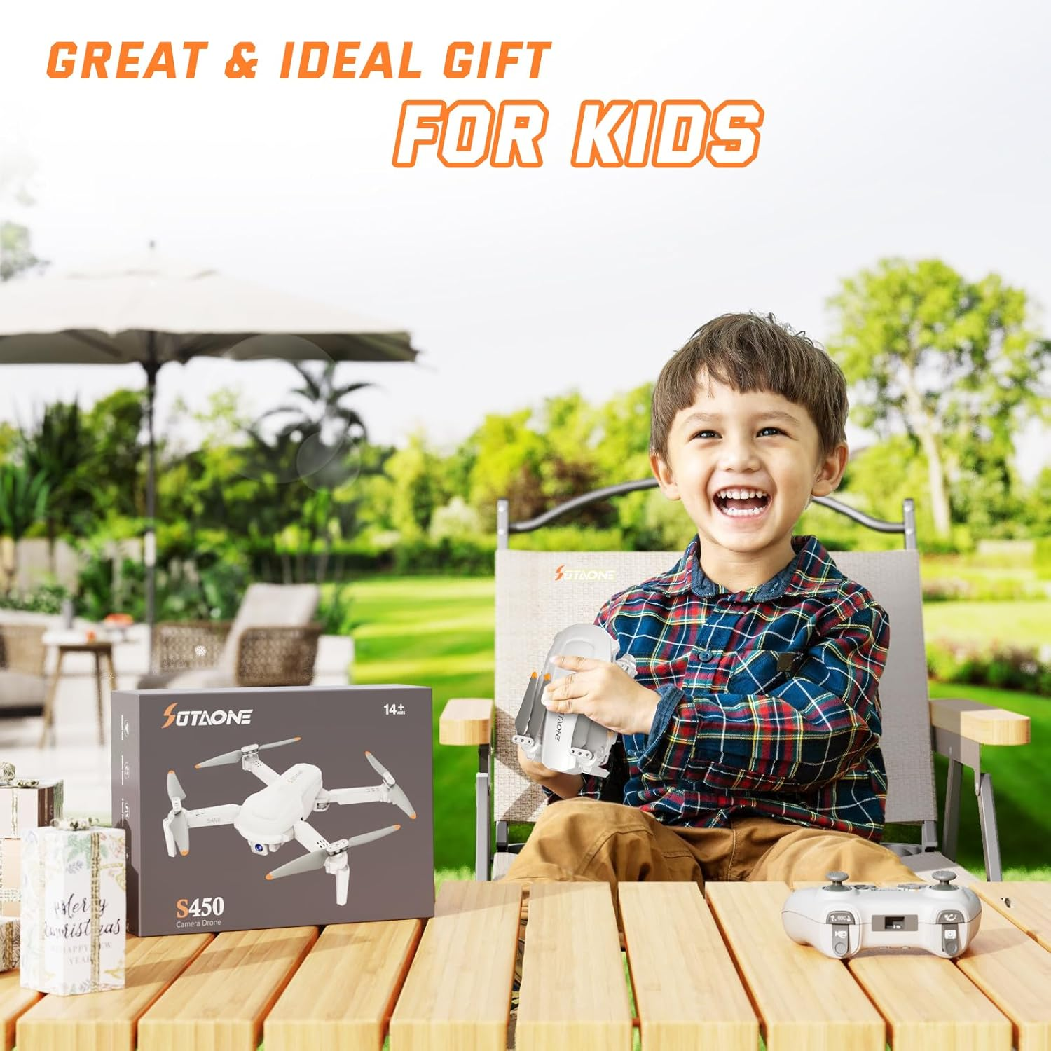 S450 Drone for Kids Adults with 1080P HD Camera - Foldable FPV Remote Control Toys Gifts for Boys Girls, Mini RC Quadcopter with One Key Start, Voice Control, 2 Modular Batteries, Carry Case