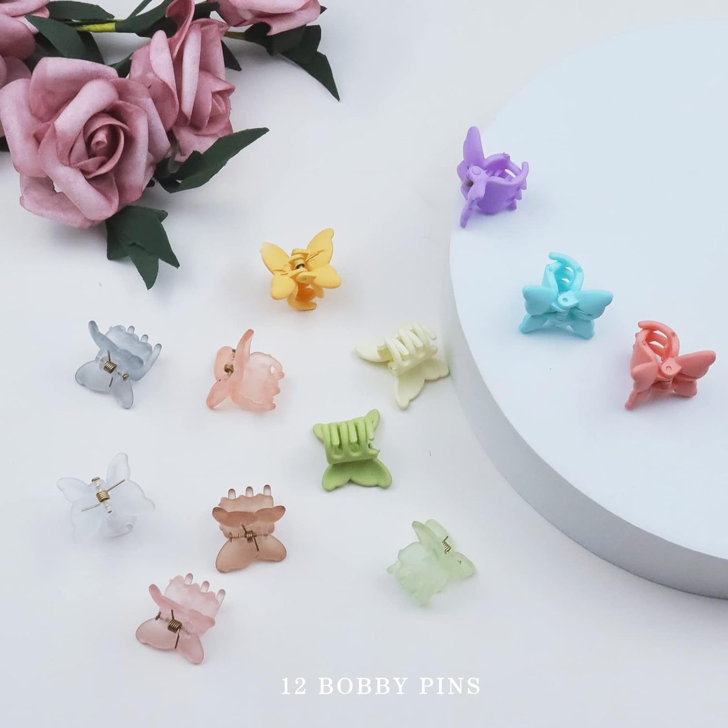 Kavya Butterfly Hair Clip Small, Pack of 12 Hair Clips Women'S Matte Transparent Hair Clip Butterfly Hair Accessories Girls Butterfly Hair Clips for Women image number 2