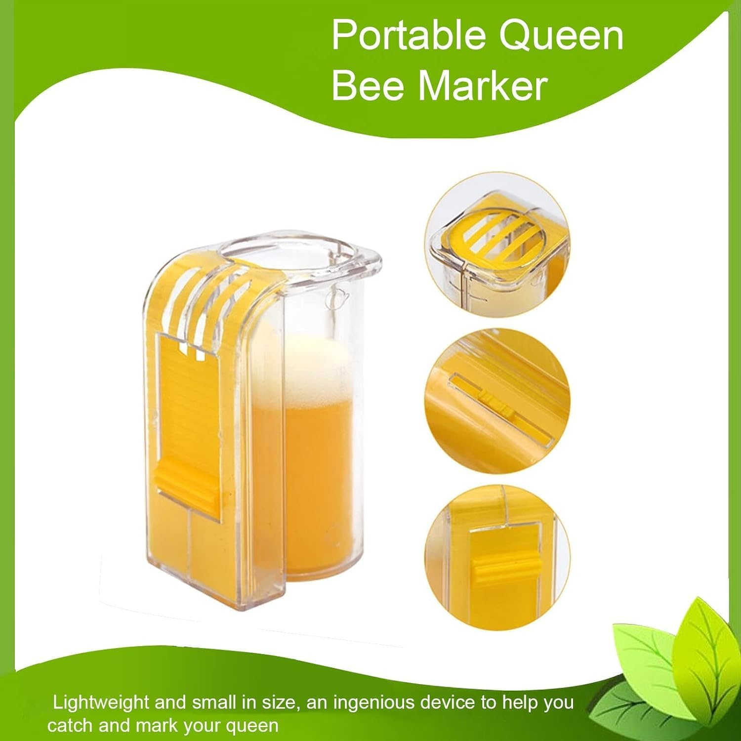 Queen Marking Catcher Cage Holder Reusable Plastic Handed Marker Cage Bottle Portable Queen Bee Marker Beekeeper Tool for Beekeeper Supplies Hive Tool