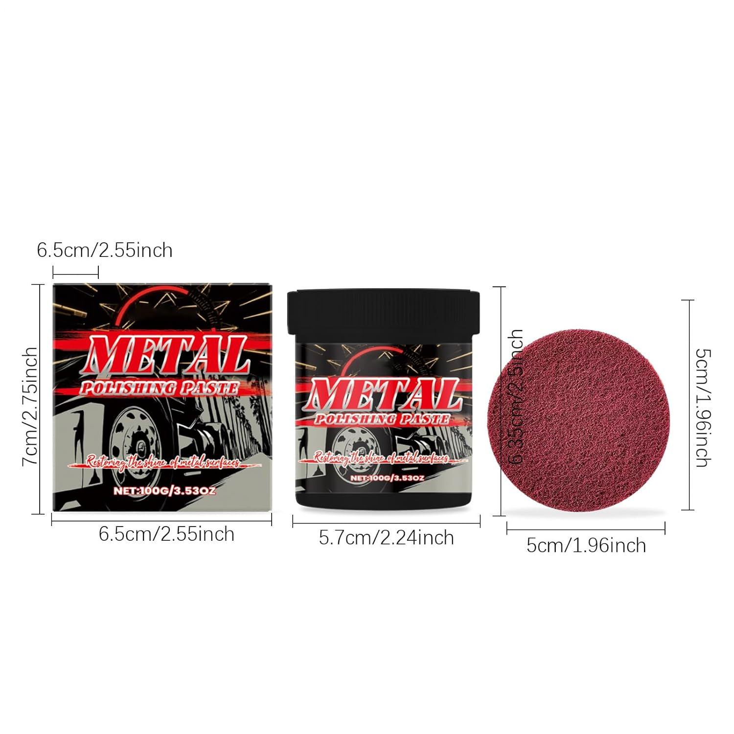 Car Chrome and Metal Polish | Tarnish and Oxidation Remover for Chrome | Automotive Maintenance Repair Protectant Paste Removes Oxidation Tarnish Stains Discoloration Swirls image number 3