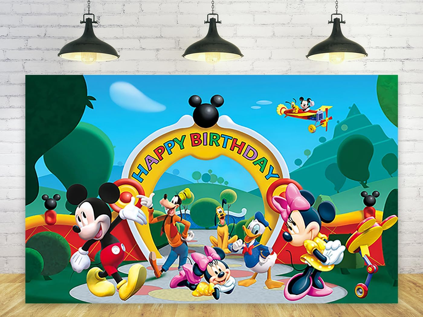 Mickey Mouse Clubhouse Backdrop for Birthday Party Decorations Background for Party Cake Table Decorations Mickey Mouse Clubhouse Theme Banner 5X3Ft image number 2