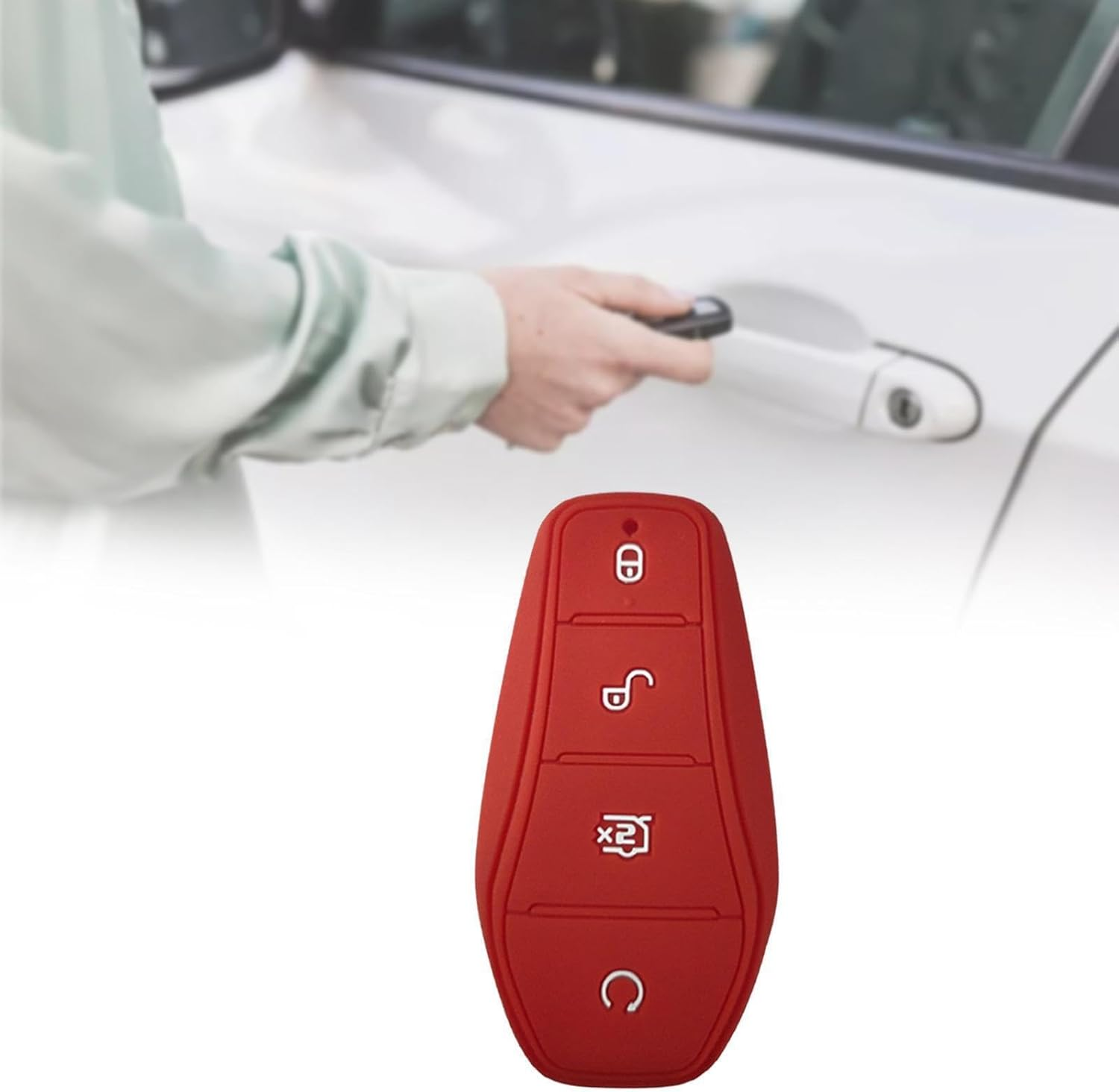 10 Set of Impact-Resistant Silicone Key Case for BYD Atto No Blocking Signal Scratch-Proof No Cap for BYD Atto Silica Gel Red 9 X 5Cm, Red 9 X 5Cm, 10Set image number 4