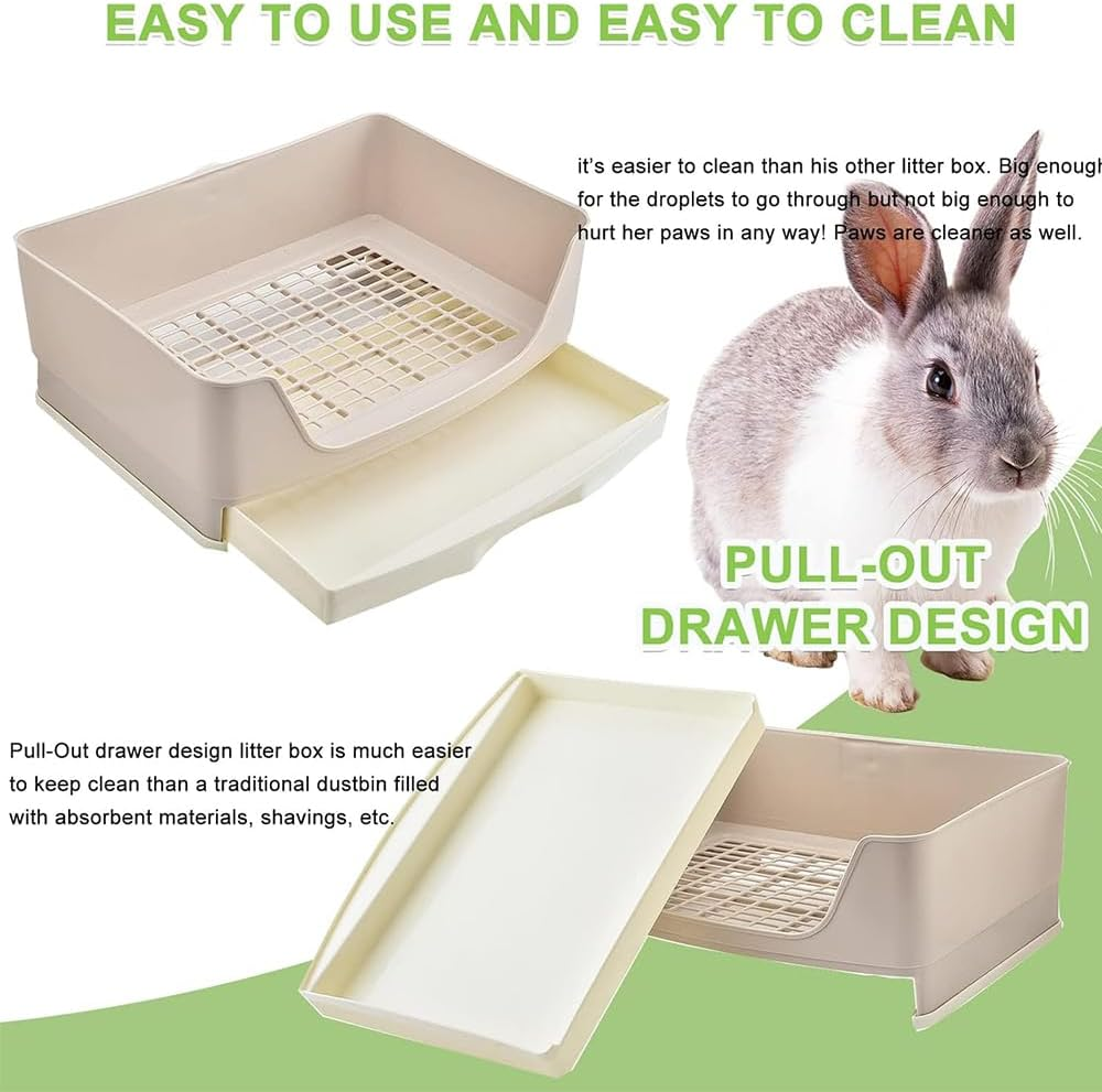 Large Rabbit Litter Box with Drawer, Bunny Toilet & Potty Corner, Pet Training Toilet for Adult Rabbits, Guinea Pigs, Chinchillas, Ferrets & Small Animals image number 5