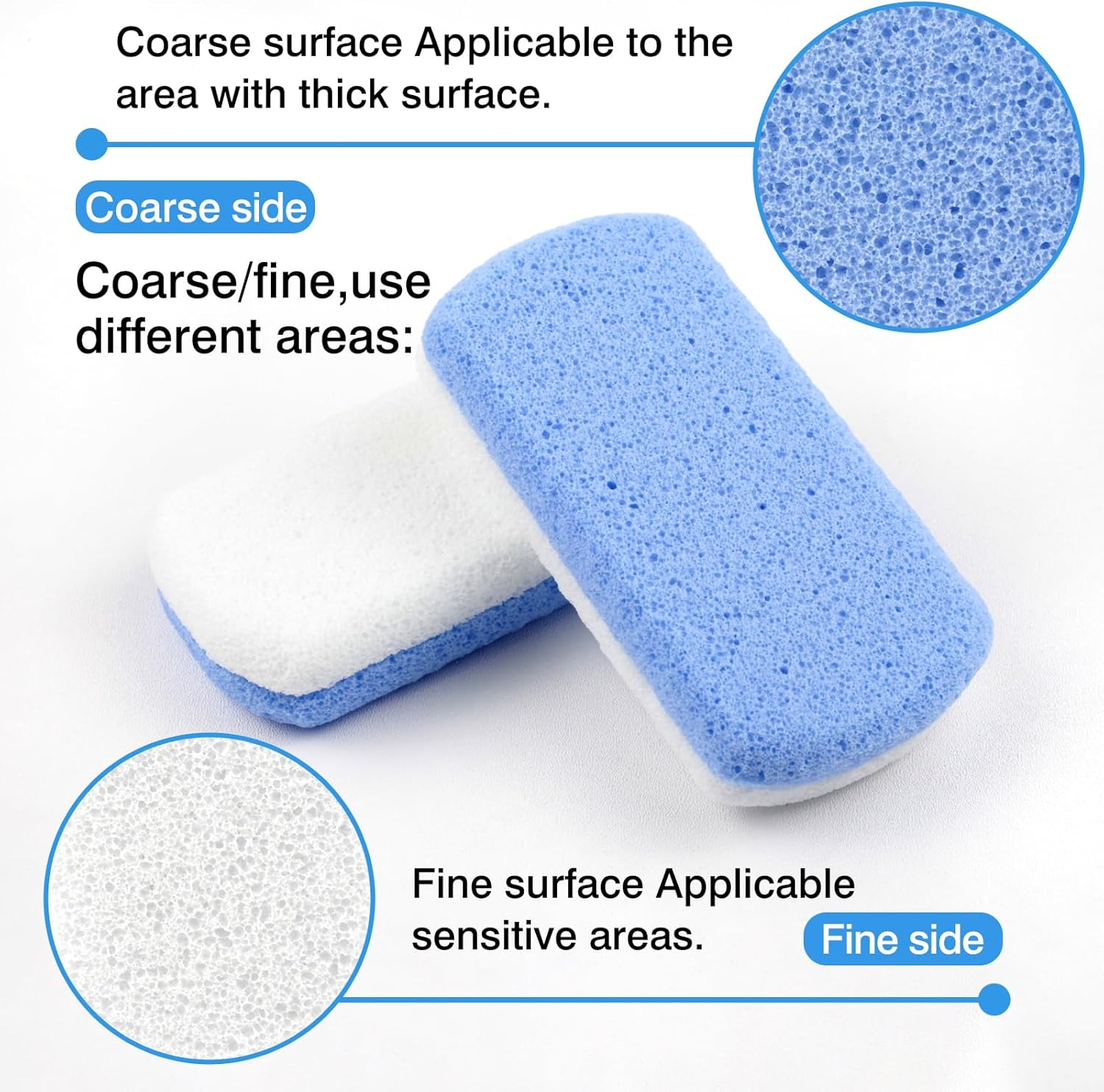 Durable Callus Remover & Dual-Sided Foot Scrubber for Exfoliation and Pedicure ，2-Pack Glass Pumice Stones