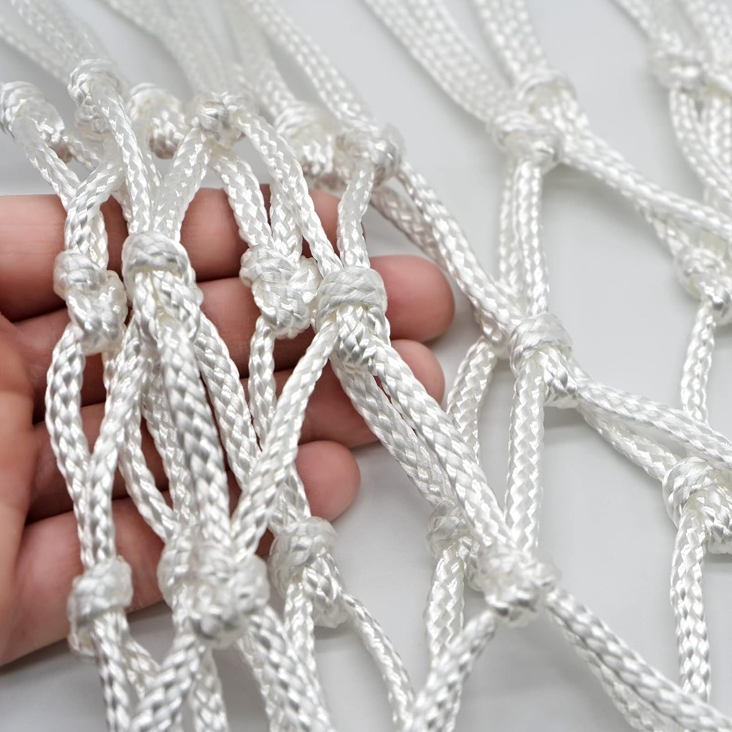 Sanung 2PCS White Basketball Net 12 Loops 21 Inch Professional Anti-Whip Basketball Net Replacement with Storage Pouch for Competition Standard Indoor Outdoor All-Weather Thick Mesh Nets image number 3