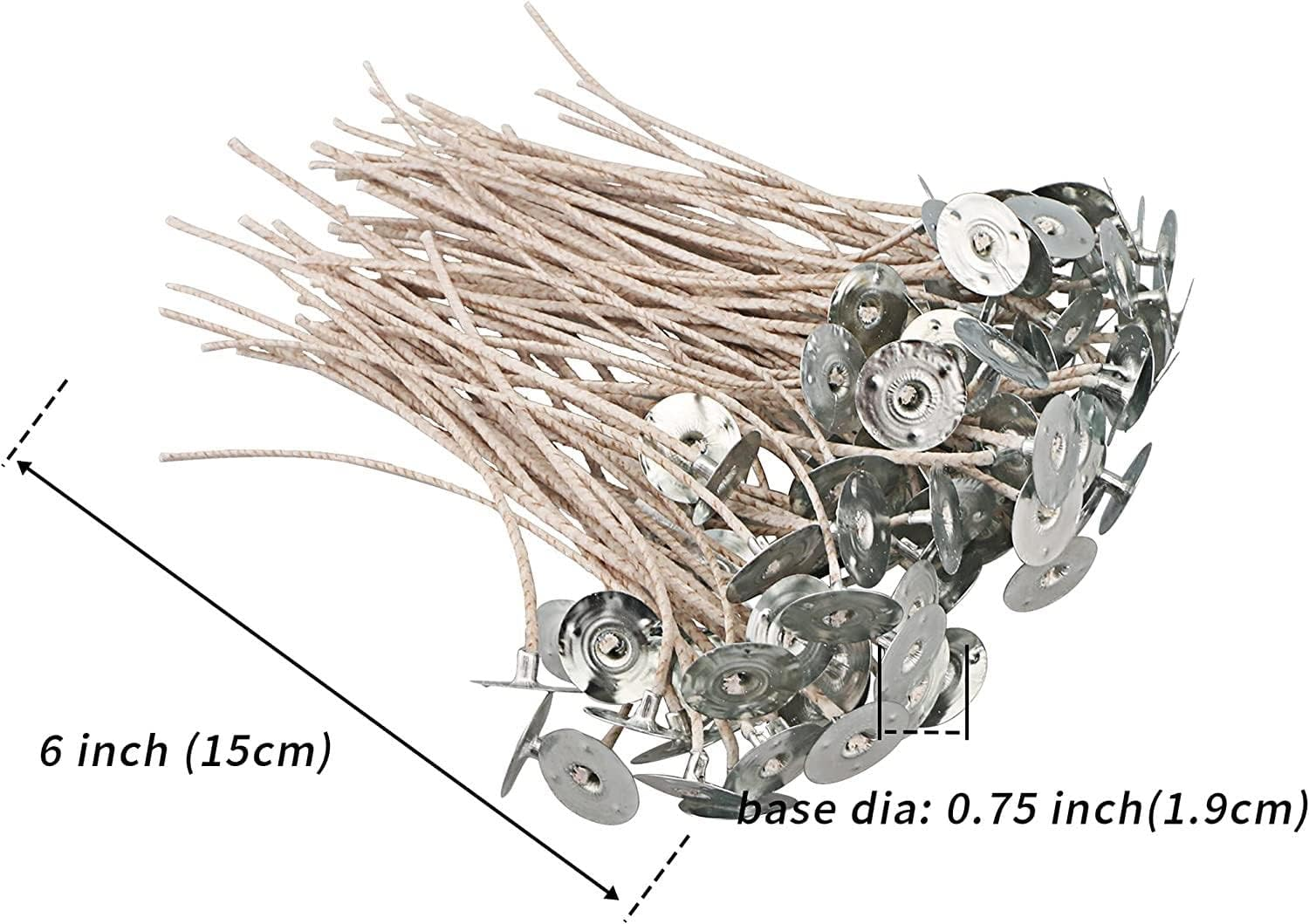 100Pcs CD 6 Wicks for Soy Candles, 6 Inch Pre-Waxed Candle Wick for Candle Making,Thick Candle Wick with Base image number 1