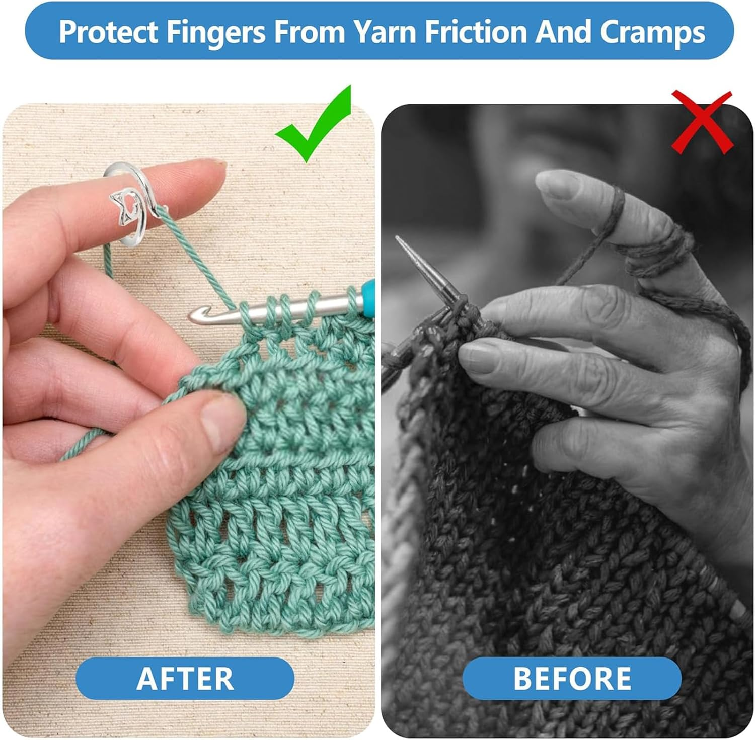 Knitting Rings, 8 Pcs Silver Metal Adjustable Crochet Knitting Tools for Hand Weaving, Hook Line Supplies, with Animal Shape Open Finger Ring (8 Styles) image number 3