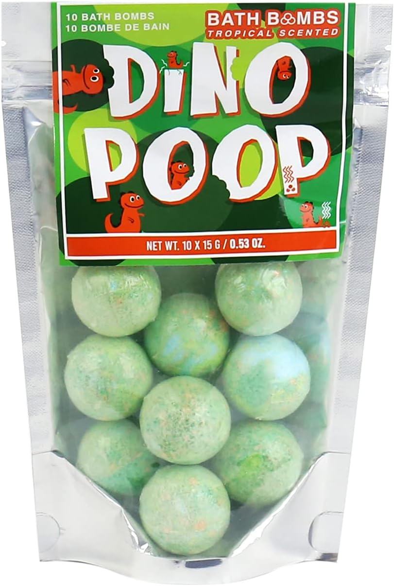Gift Republic Dino Poop Bath Bombs, 10-Pack, 15G Each, Fun Fizzy Bath Bombs, Colourful and Bubbling Bath Soak, Humorous Kids&rsquo; Bath Time Treat, Novelty Bath Additive image number 1