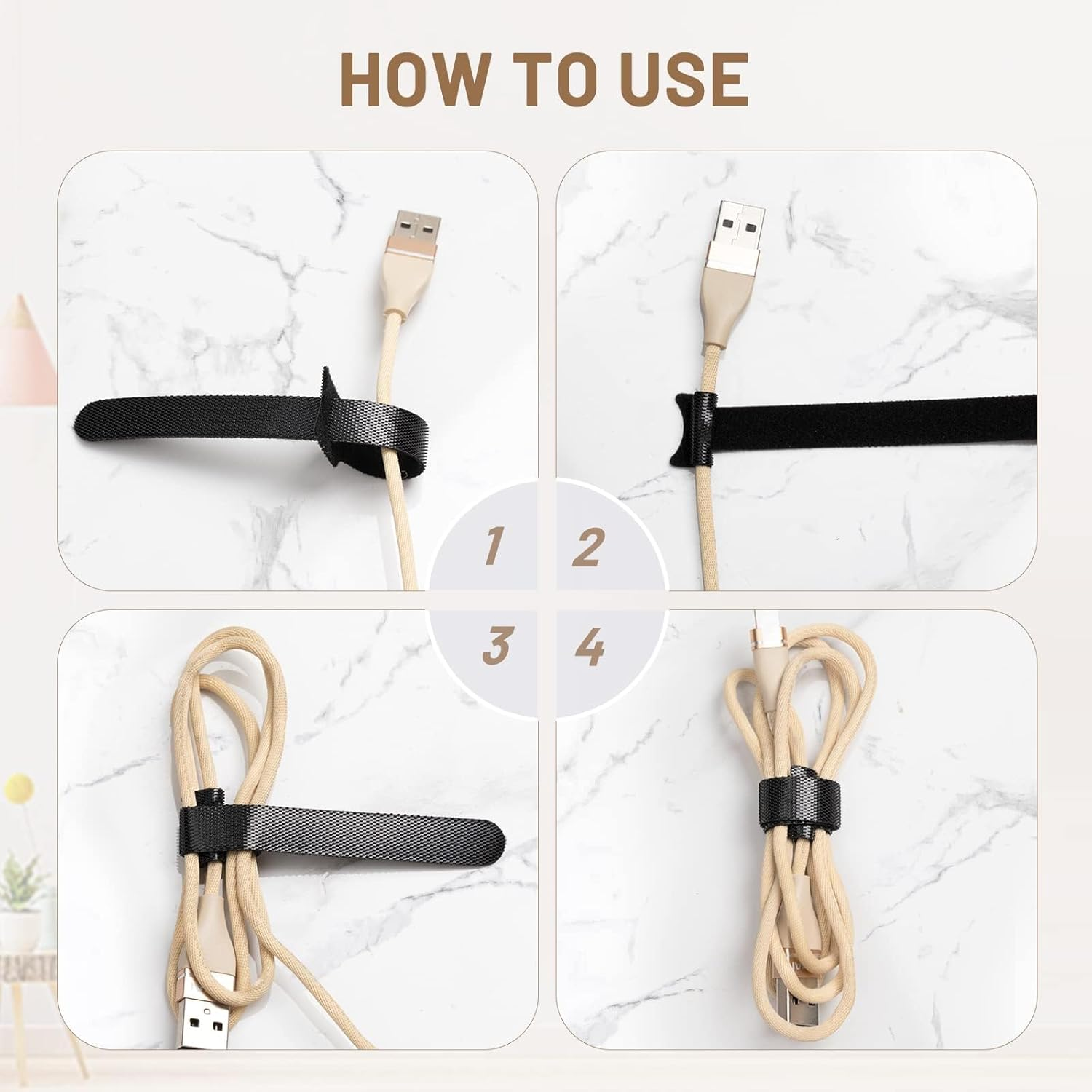 Heatunk 120-Pack 6-Inch Reusable Cable Ties: Adjustable Multi-Purpose Cord Organizer - Cable Management in 5 Colors image number 3