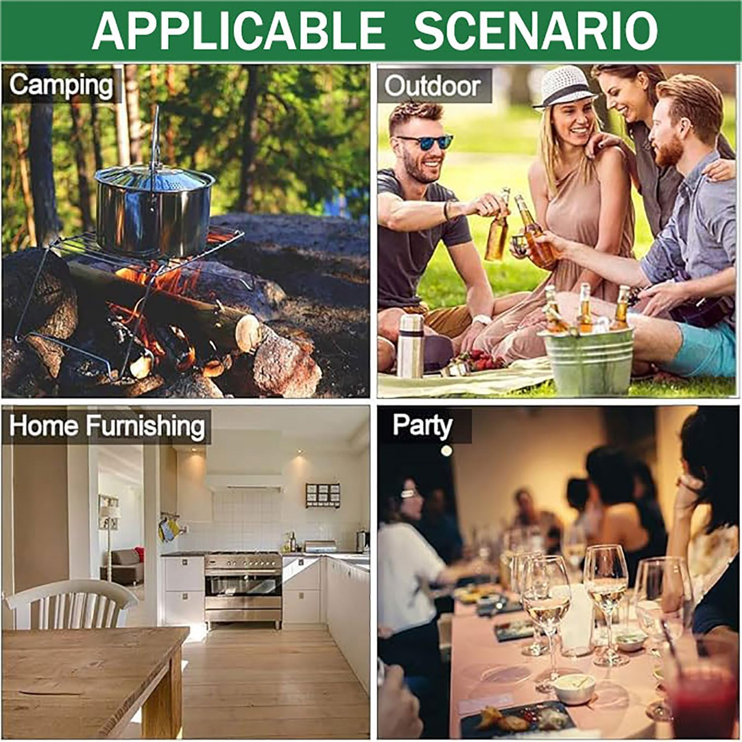 5-In-1 Multi-Functional Camping Utensils, 2 Pack, Stainless Steel Spork, Fork & Knife, Can & Bottle Opener, with Carabiner and Bag, Black image number 2