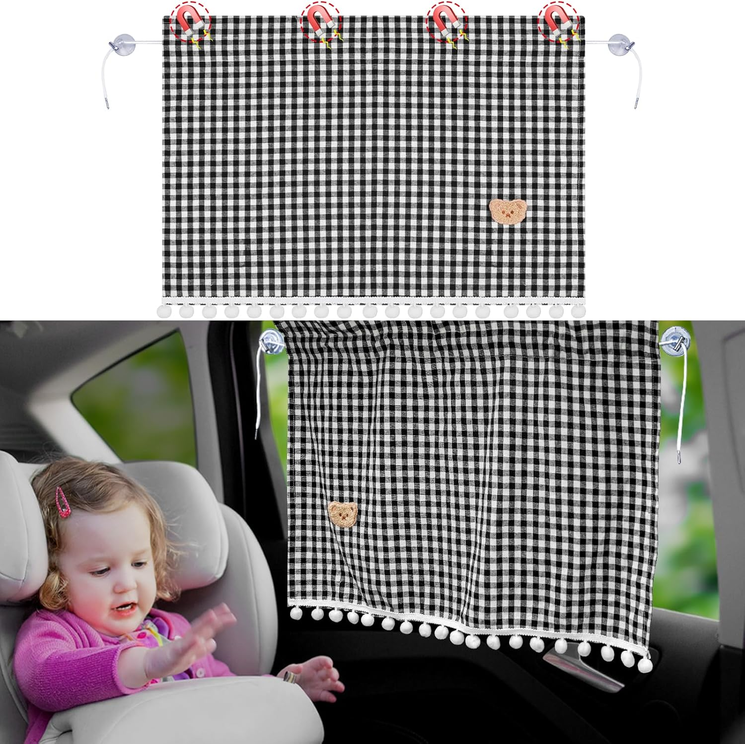 Ovege Car Divider Curtains Sun Shade-Privacy Travel Nap Night Car Camping Detachable Simple Curtain(Black, Back Seat-1Pcs)