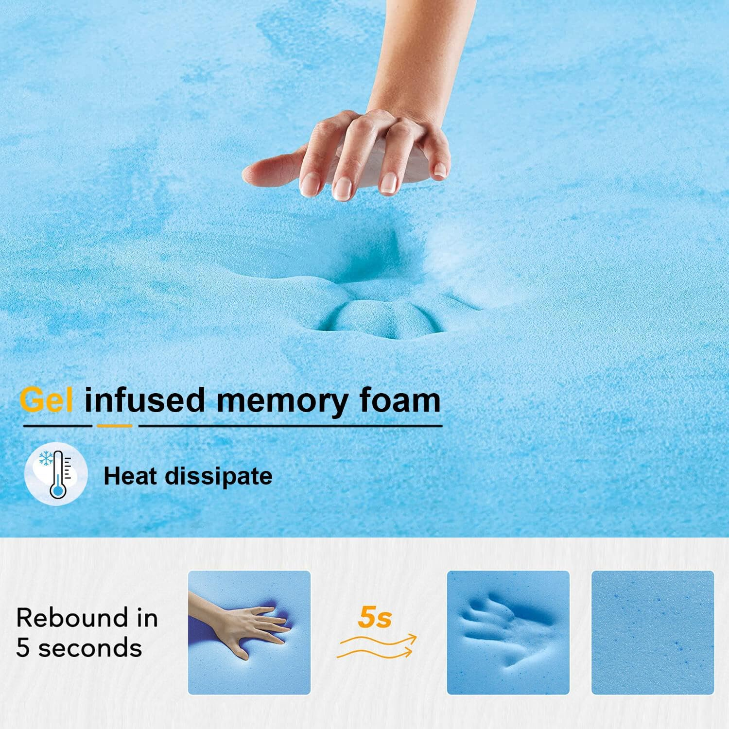 Duchess Mattress Double Size,Gel Memory Foam Mattress in a Box for Cool Sleep & Motion Isolation Pressure Release and Comfortable Sleep image number 6