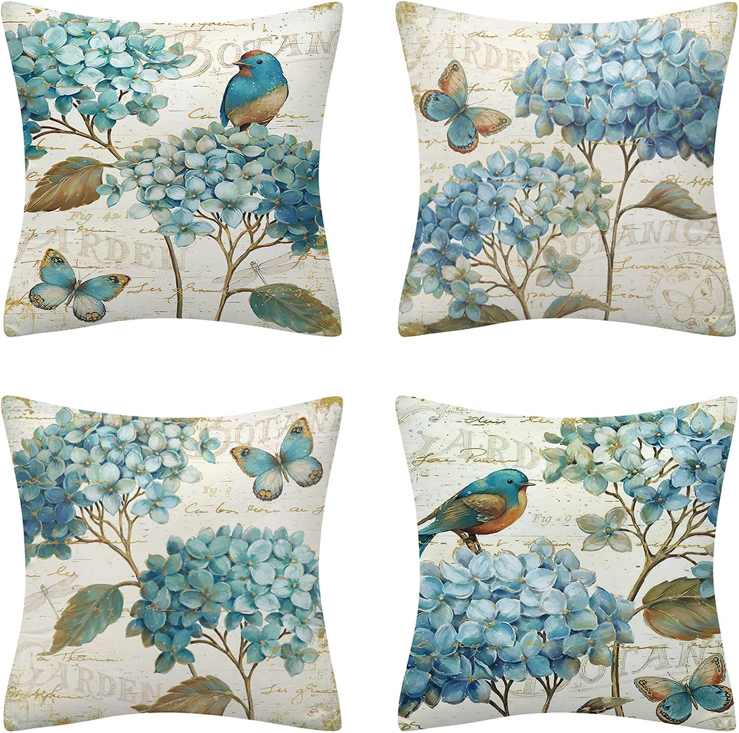 Home Decorative Pillow Covers 18 X 18 Inch Set of 4 Modern Soft Cotton Linen Throw Pillow Covers Cushion Case for Couch Sofa Living Room Patio Indoors Outdoors Style Home Decor