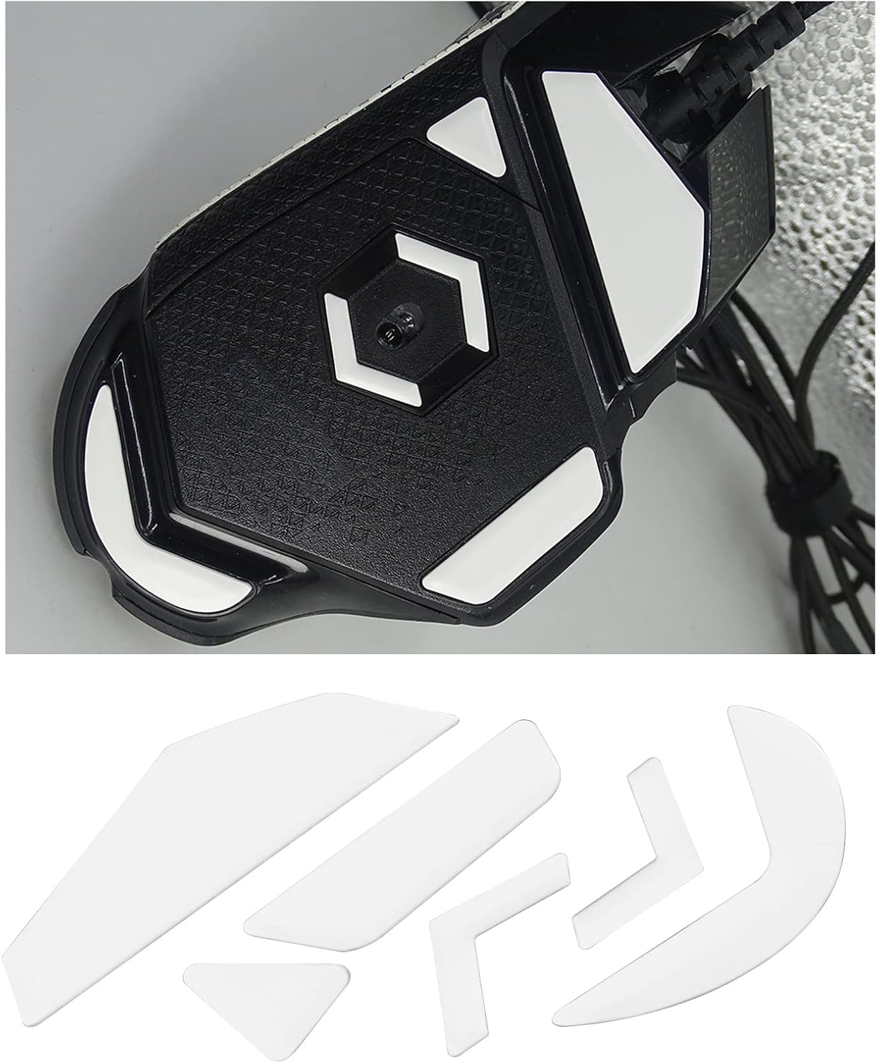 Emagtech 2 Sets Mouse Skates Feet Compatible with Logitech G502 Wireless Gaming Mouse Curved Edges Mouse Feet Mouse Accessories 0.7Mm Thickness White - White image number 4