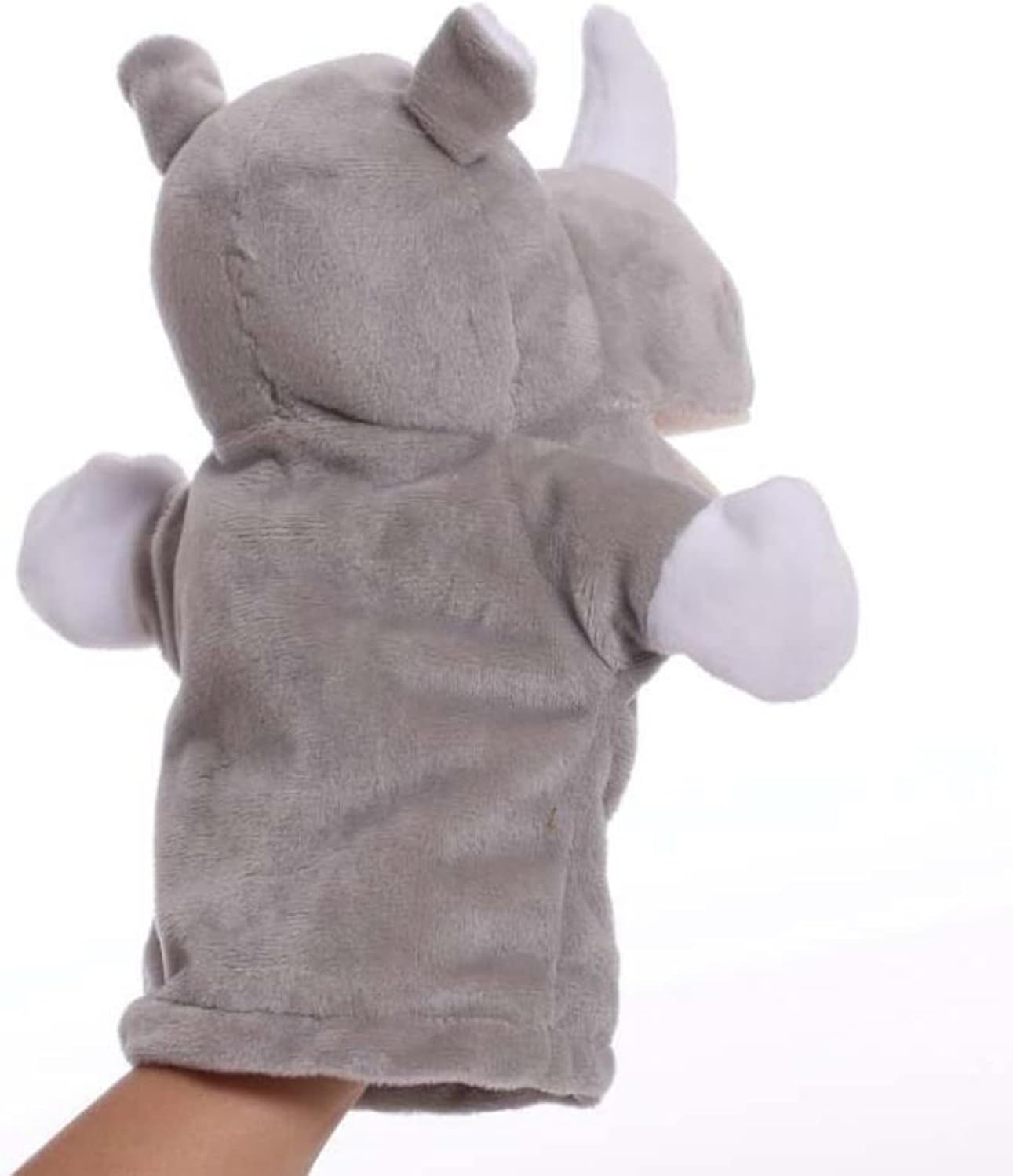 Plush Animal Rhinoceros Open Mouth Rhino Hand Puppets Toys for Imaginative Pretend Play Storytelling image number 1