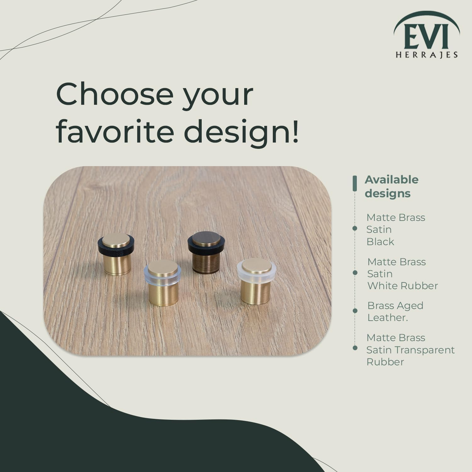 EVI Herrajes | Decorative Door Stoppers | &Oslash;20X25Mm | Floor Mounted | Brass Matte Finish | Protection Rubber | Mod I-180 image number 6