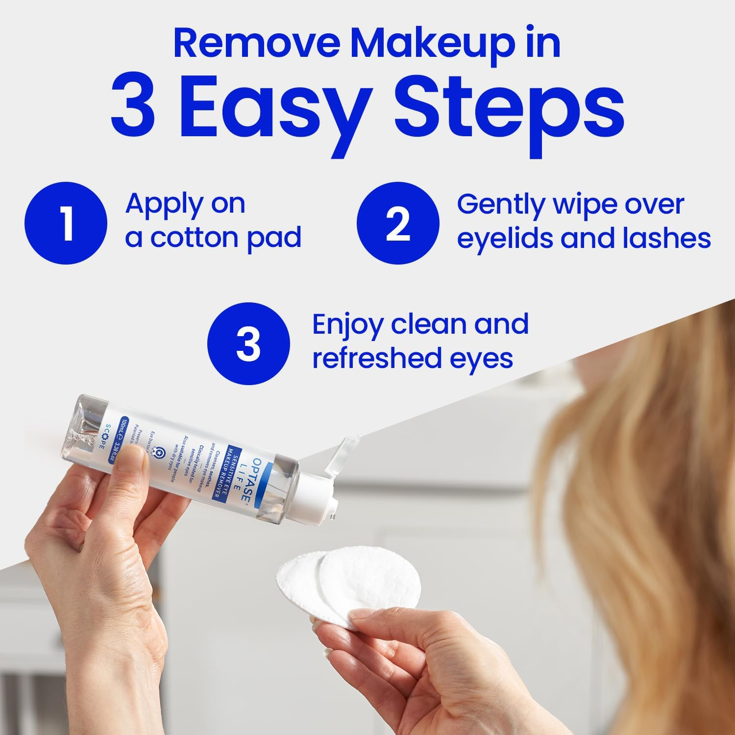 Optase Life Sensitive Eye Makeup Remover &ndash; Gentle & Effective for All Skin Types - Breakthrough Innovation Vs Traditional Micellar Water - 100Ml image number 1