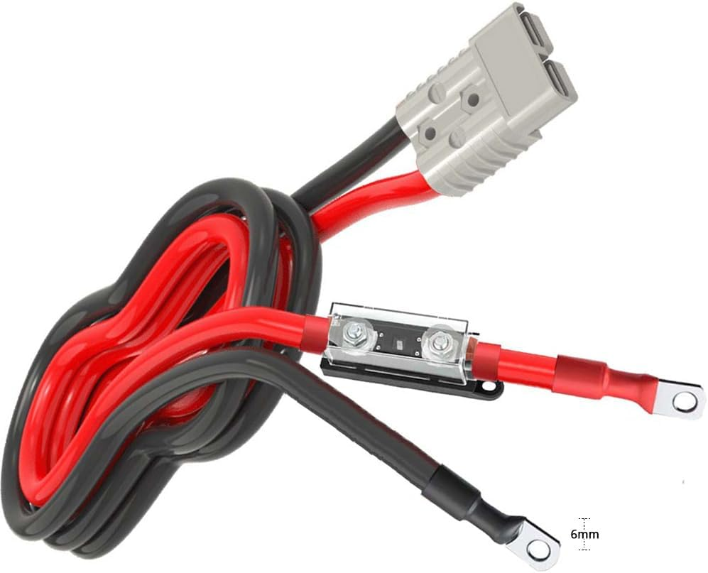 6AWG Anderson Connector to Battery Terminal Eyelet Dia.6Mm with Fused Holder,13.5Mm&sup2; Pure Copper for Solar,Battery Box(Ad-6Mm Eyelets- Fused) image number 2