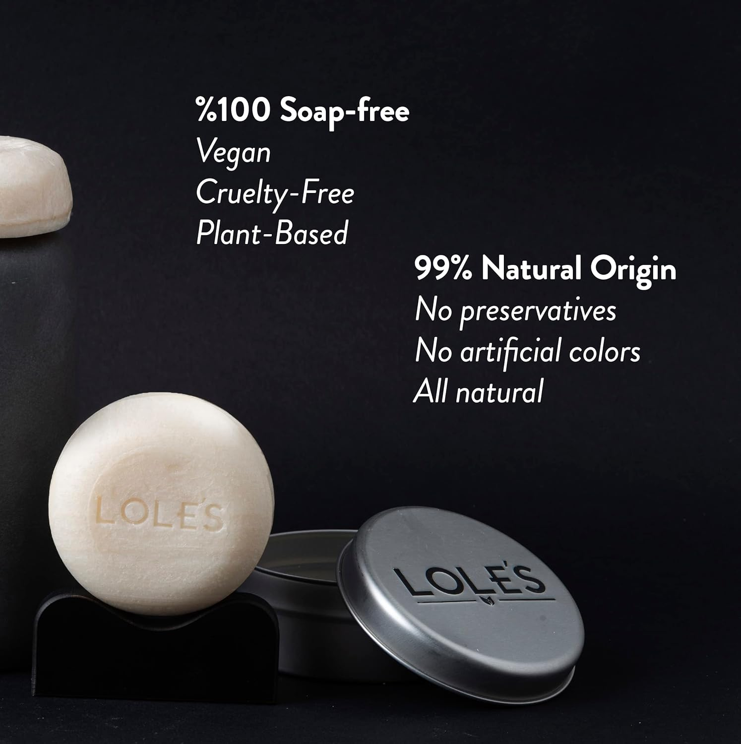 LOLE'S Shampoo Bar & Conditioner 2In1 Men'S Care for Cleaning Hair, Body and Beard, 99% Natural Origin Ingredients, Sustainably Sourced Beeswax, Free from Preservatives, Silicones, Soap, & Dyes, with Plastic Free Packaging, 3.5 Oz image number 1