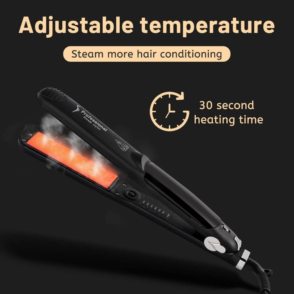 Professional Steam Hair Straightener Ceramic Vapor Hair Flat Iron Seam Hair Straightening Iron Curler Steamer Hair Styling Tool image number 4