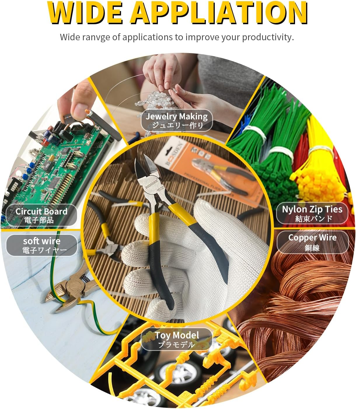 BOOSDEN 5" Wire Cutters, 5 Pack, Precision Cutting Pliers, Ultra Sharp Wire Snips Wire Clippers, Spring Loaded Flush Cutter, Diagonal Cutting Pliers for Jewelry Making Crafting, Wire Cutters Set image number 5