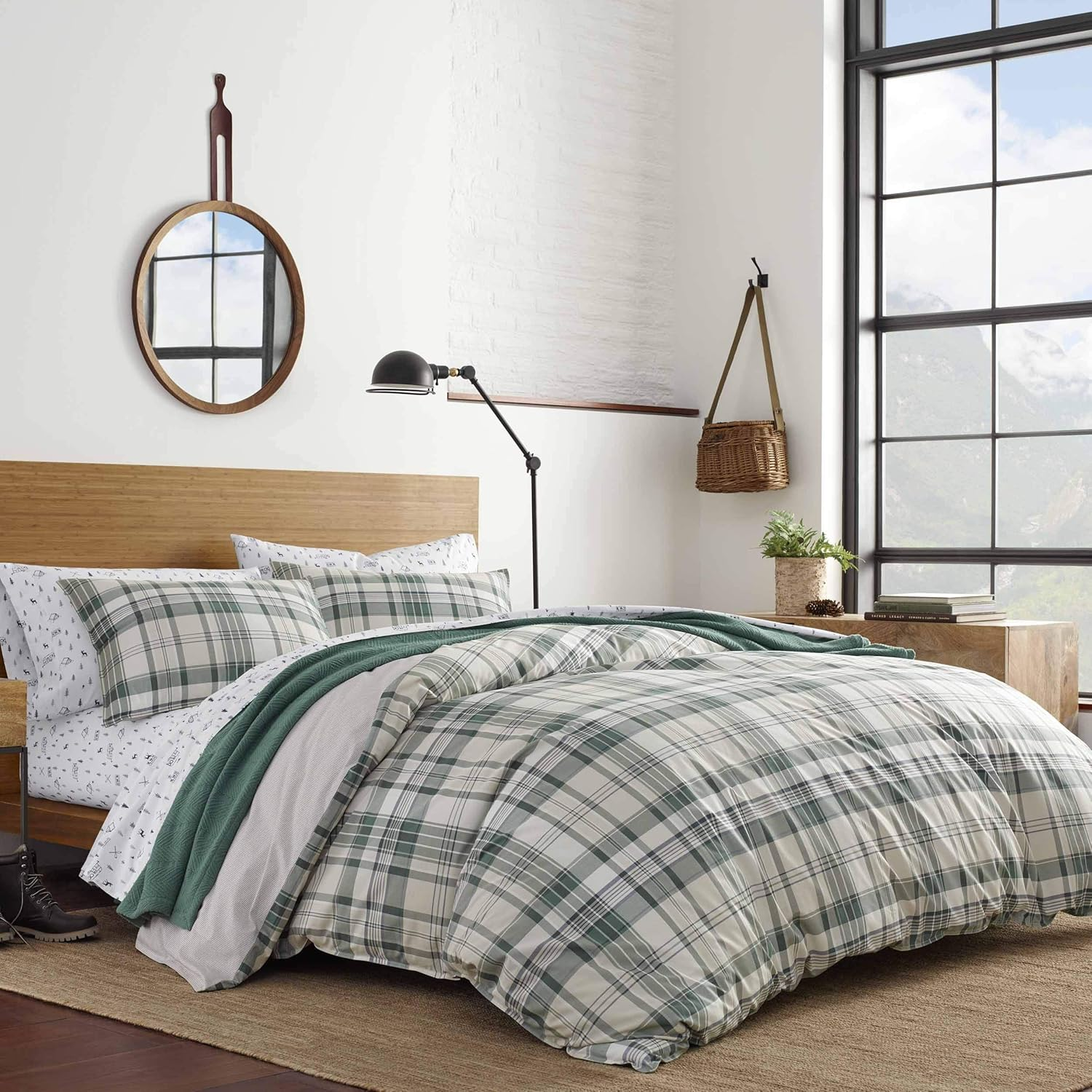 Eddie Bauer - Twin Duvet Cover Set, Cotton Reversible Bedding with Matching Sham, Plaid Home Decor for All Seasons (Timbers Evergreen, Twin) image number 5