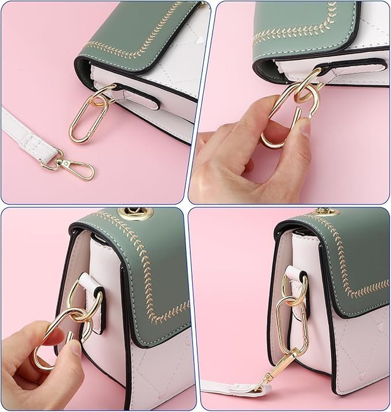 3 Pieces Wallet with Spring O-Ring Clip Oval Clasp Clip Keychain Gold Key Ring round Clasp (Black+Golden+Silvery)