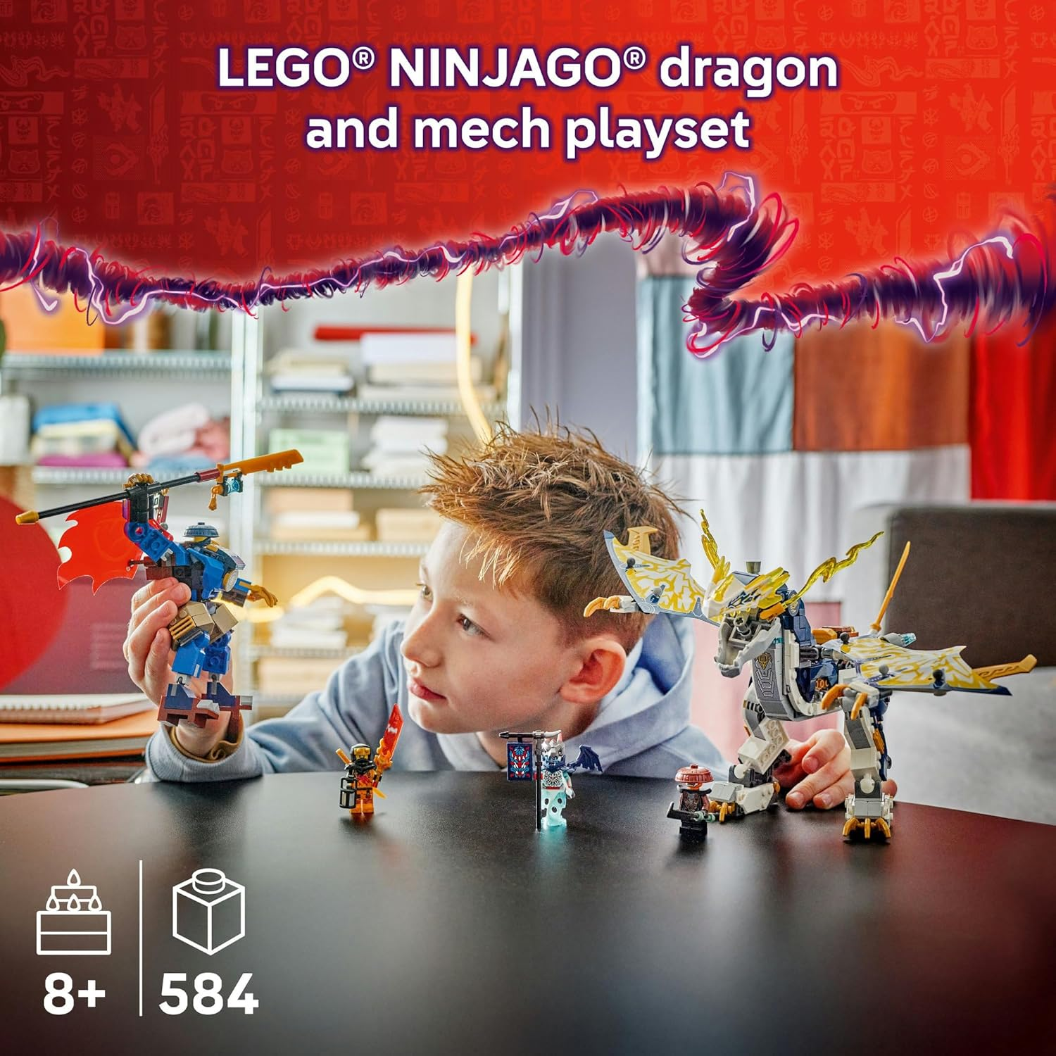 LEGO&reg; NINJAGO&reg; Rogue&rsquo;S Mech Dragon Rider 71843 Ninja Toy and Battle Playset with 4 Minifigures and Combat Accessories, Kids Birthday Toy Idea for Boys and Girls Aged 8 and Up image number 5