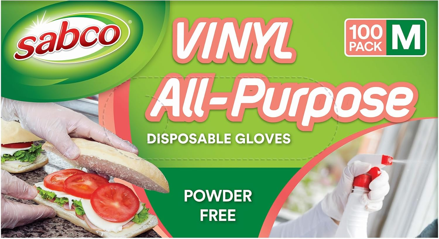 Sabco All-Purpose Vinyl Disposable Gloves, Medium (Pack of 100) image number 2