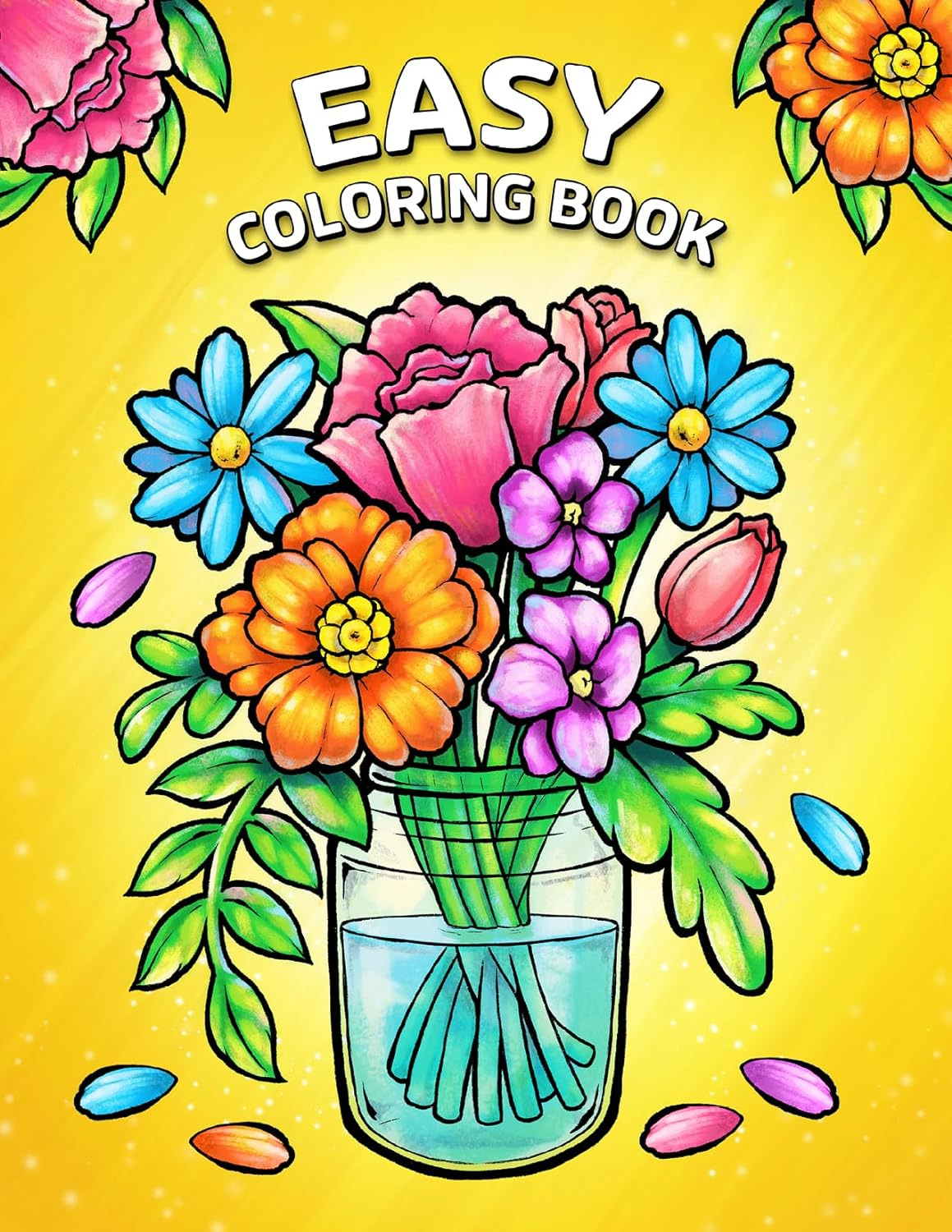 Easy Coloring Book: Large Print Designs for Adults and Seniors with 50 Simple Images of Animals, Flowers, Food, Objects, and More! image number 4