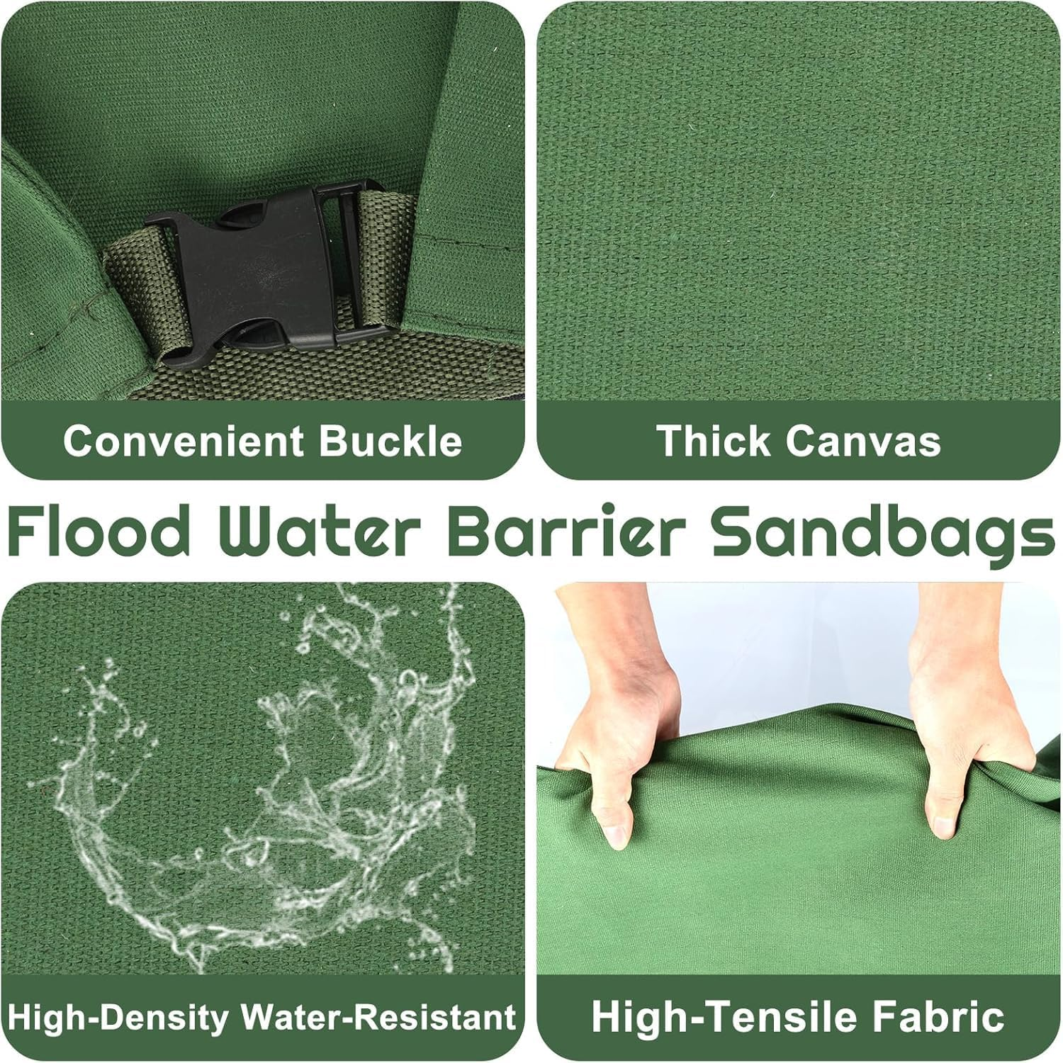 Flood Water Barrier Sand Bags - 6Pcsthickened Long Canvas Flood Protection Sandbags with Insert Buckle Bags for Home Door Window Swimming Pool Covers,Reusable Quick Flood Barrier image number 1