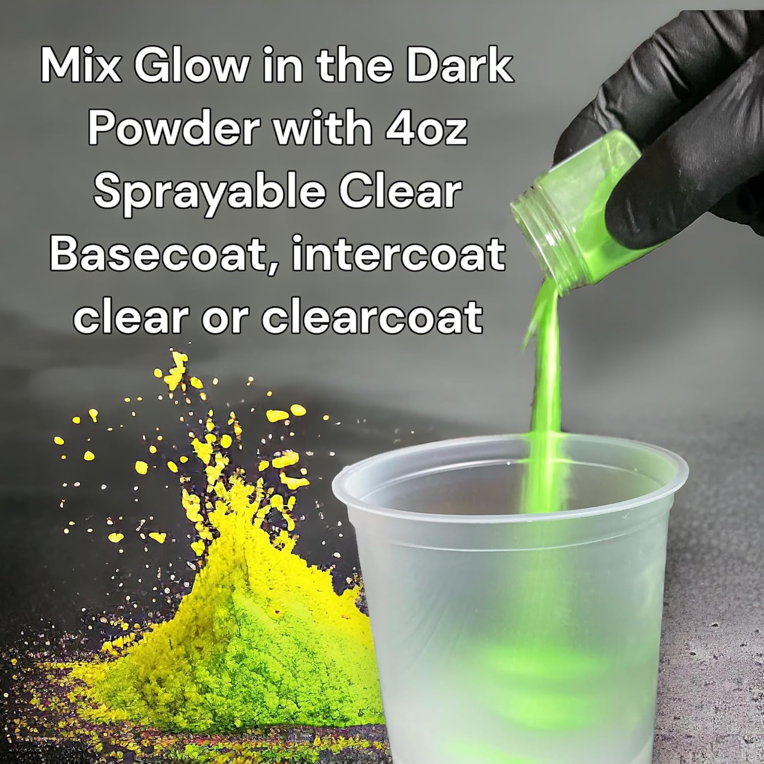 Lime Line Base Coat Maker Pigment Powder, Automotive Grade, Basecoat (Yellow Glow in the Dark)