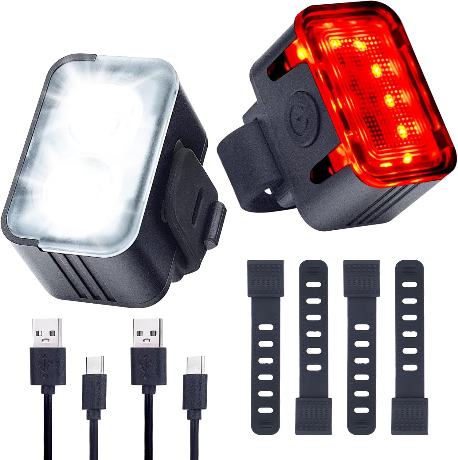 Powerful Rechargeable Bike Light Set - Smart Multi-Modes Ultra Bright Bicycle Front and Rear Lights with Spot & Flood Beams, Waterproof Headlight Taillight Set for Mountain, Road, Kids & City Bicycles image number 5