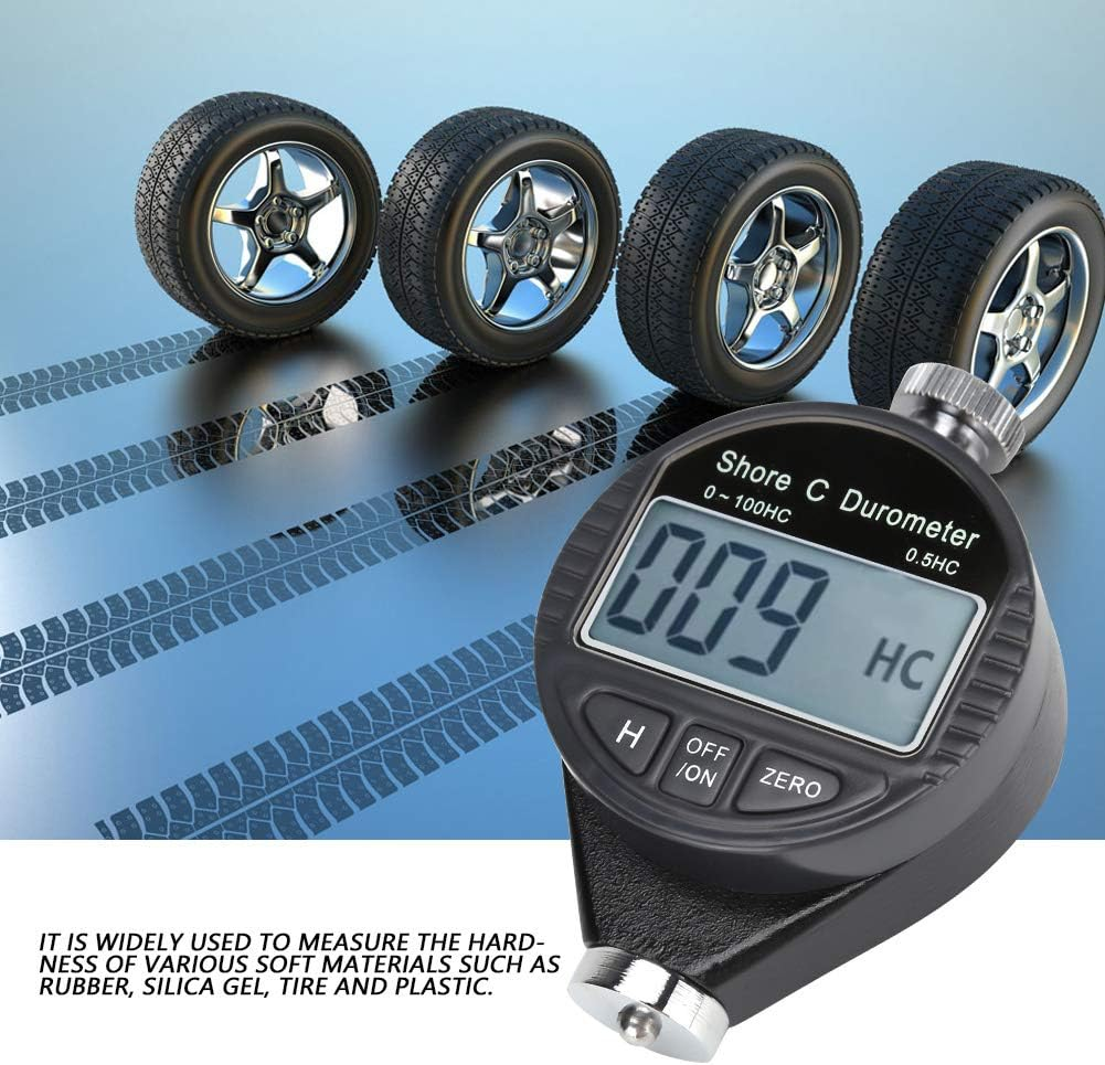 Rubber Tire Durometer, Digital Rubber Hardness Tester, Tire Durometer, Easy to Carry 100HD C Durometer Shore Durable and Stable for Measure Rubber Silica Gel