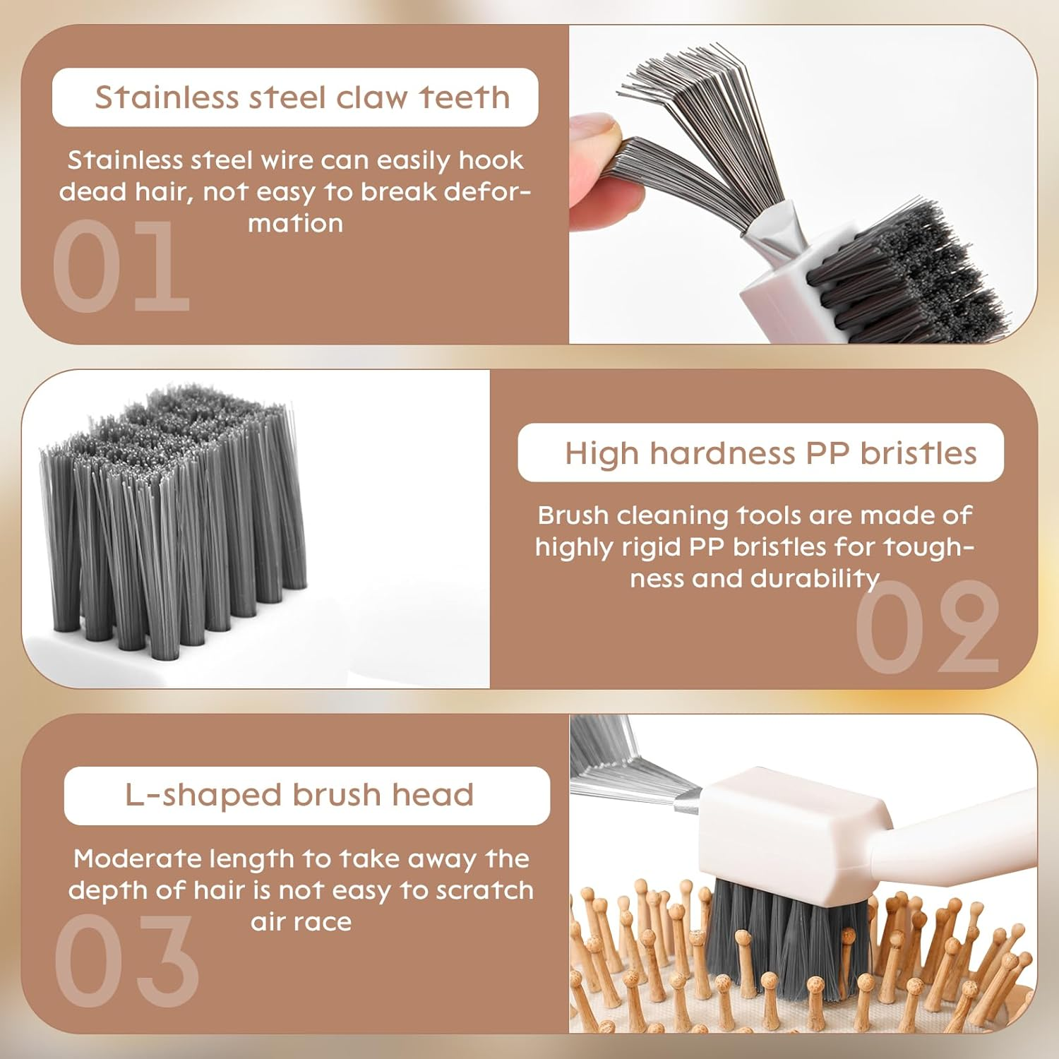 2 Pack 2 in 1 Hair Brush Cleaner,Hairbrush Cleaner Toolcomb Cleaner,Self Cleaning Hair Brush for Removing Hair and Dust Home or Salon Use image number 5