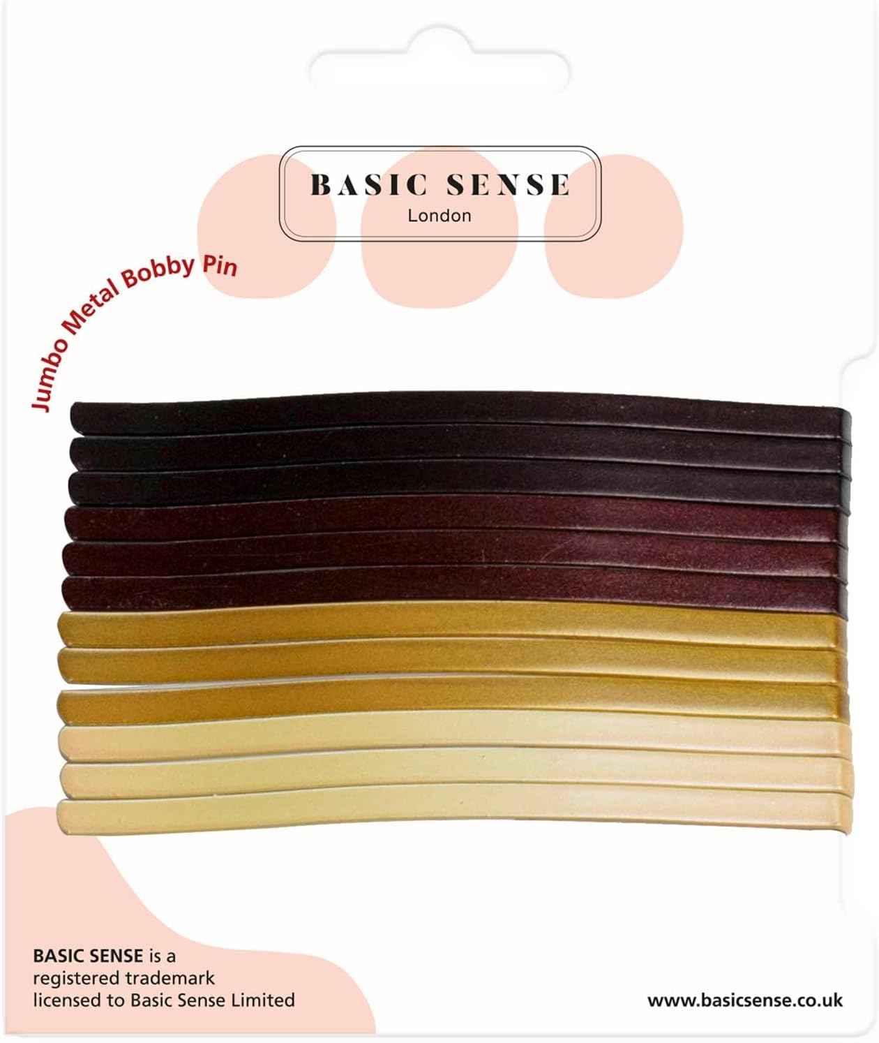 Basicsense Jumbo Metal Hair Pins Sturdy & Durable Long Last Strong Bobby Slides Clips for Thick Hairpins (Brown, L) image number 3