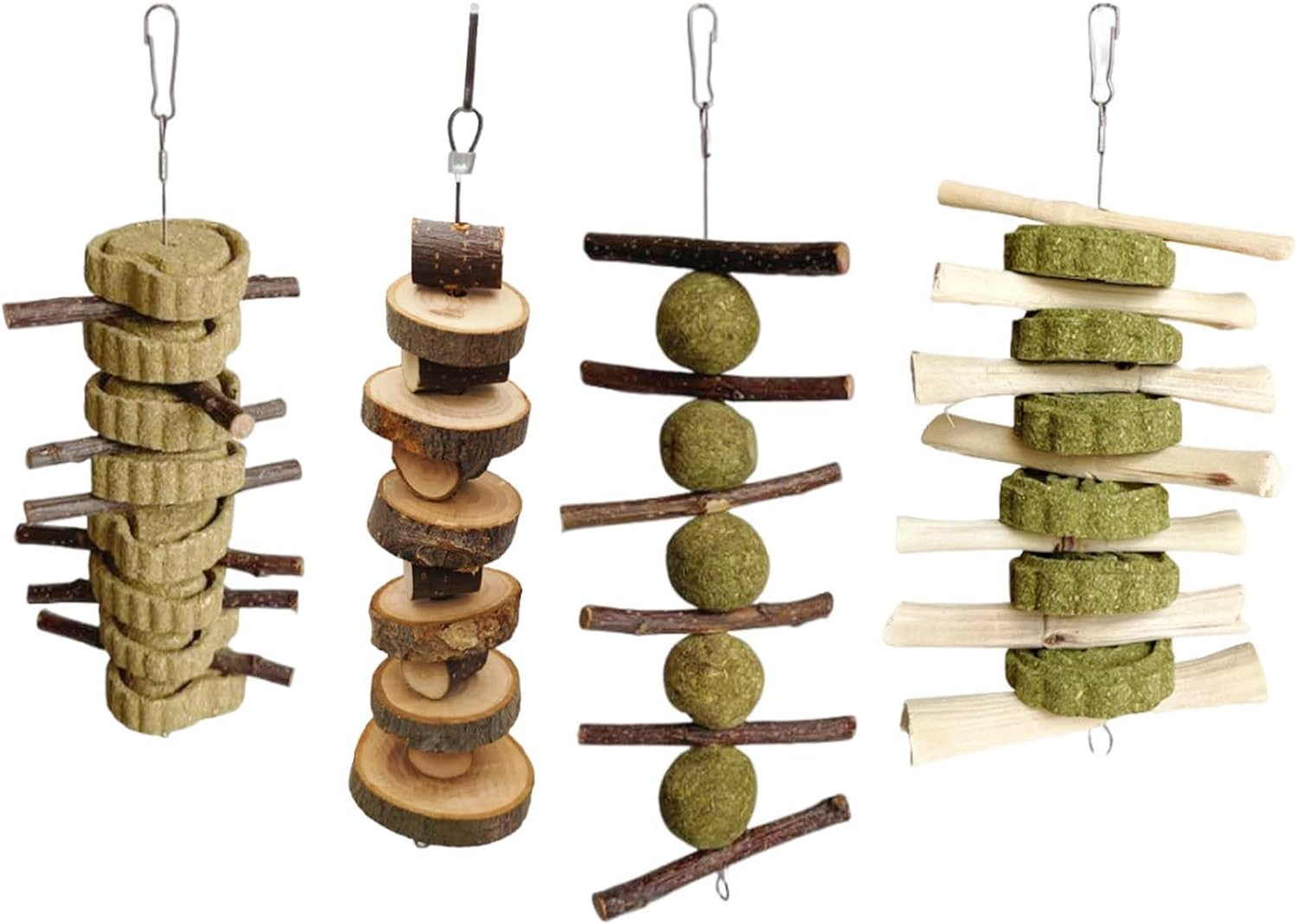 4Pcs Bunny Chew Toys,Rabbit Chewing Teeth Toys,Parrot Chewing Toys,Wood Chew Sticks for Small Pets,Animal Chew Balls for Hamsters,Cockatiel Toys Animal Hamster Ball Wooden image number 5