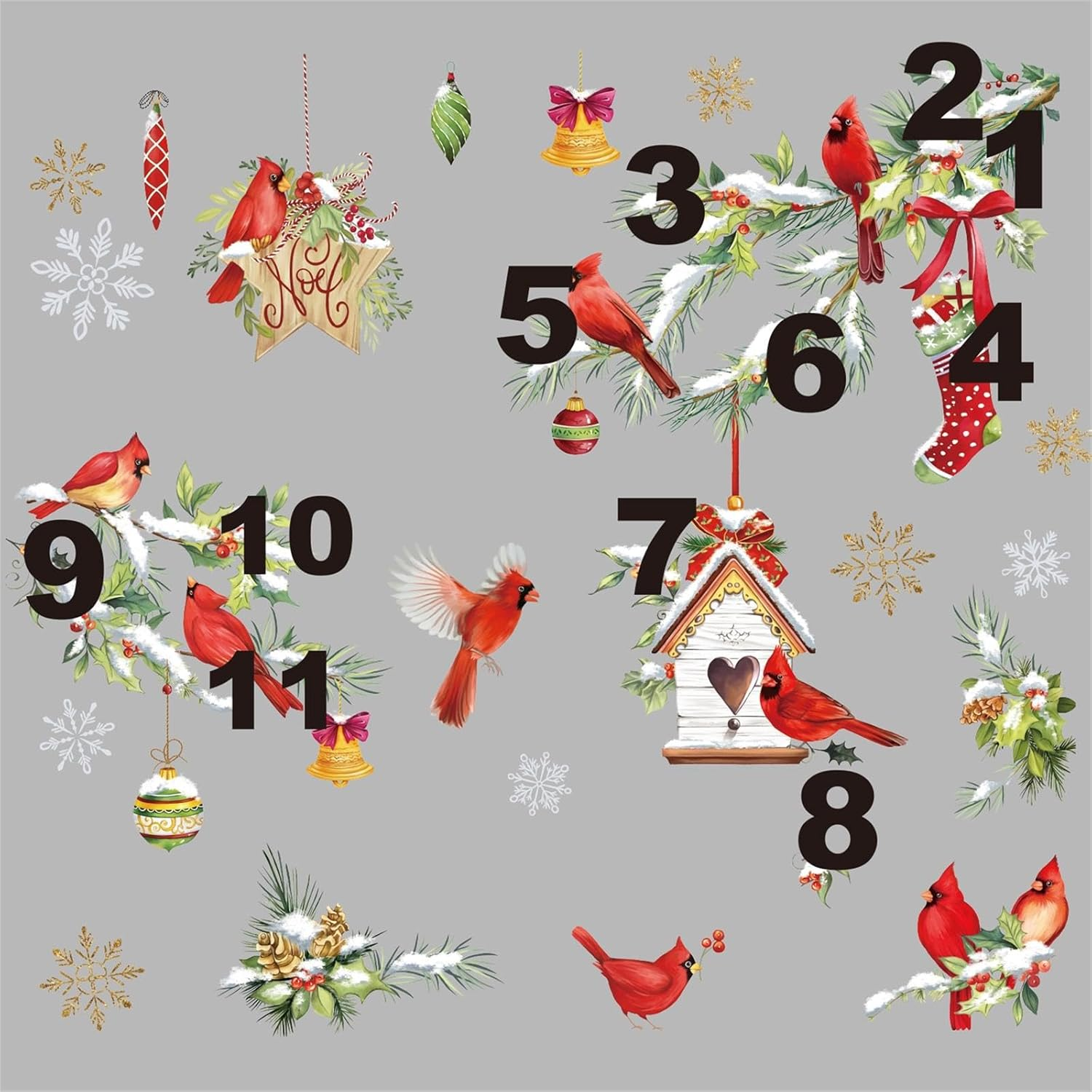 Wondever Red Birds Tree Branch Window Clings Cardinal Glass Sticker Decal anti Collision Double-Side Static Window Decals for Home Glass image number 6