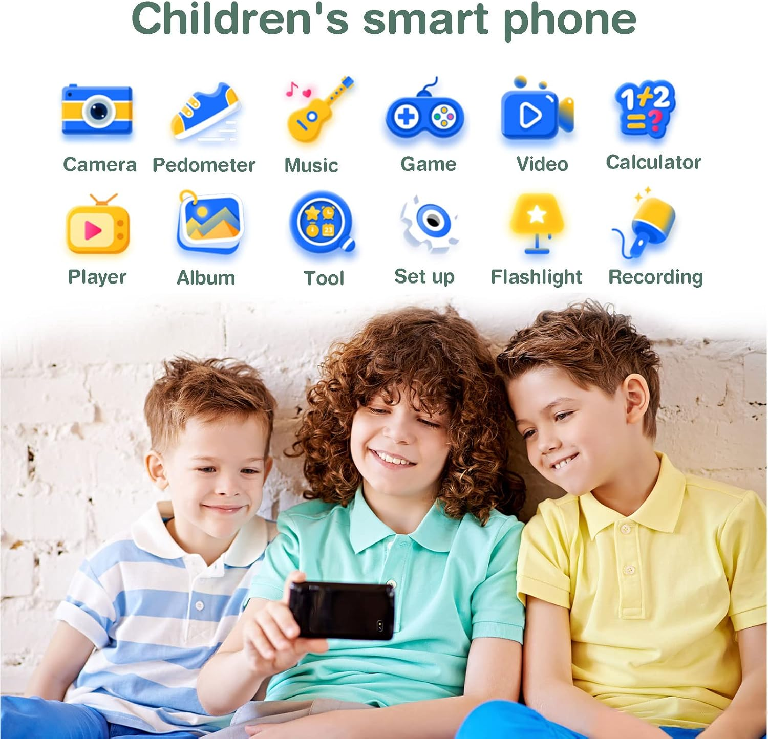 PTHTECHUS Kids Smartphone with Music Game, 3.8 Inch Large Touchscreen Mini Pad Toy with MP3 Dual Cameras 16 Game Calculator Pedometer Flashlight Small Phone Present for 4-12 Girls Boys Gifts image number 5