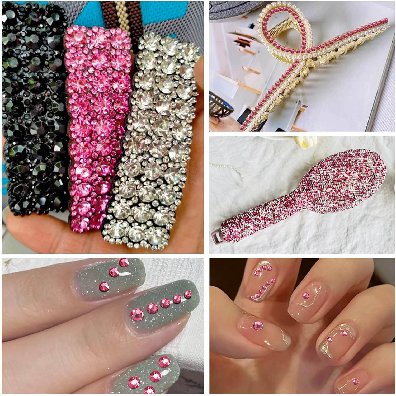 Beadsland 1440Pcs Flat Back Crystal Rhinestones round Gems for Nail Art and Craft Glue Fix,Rose (Ss20(4.6-4.8Mm))