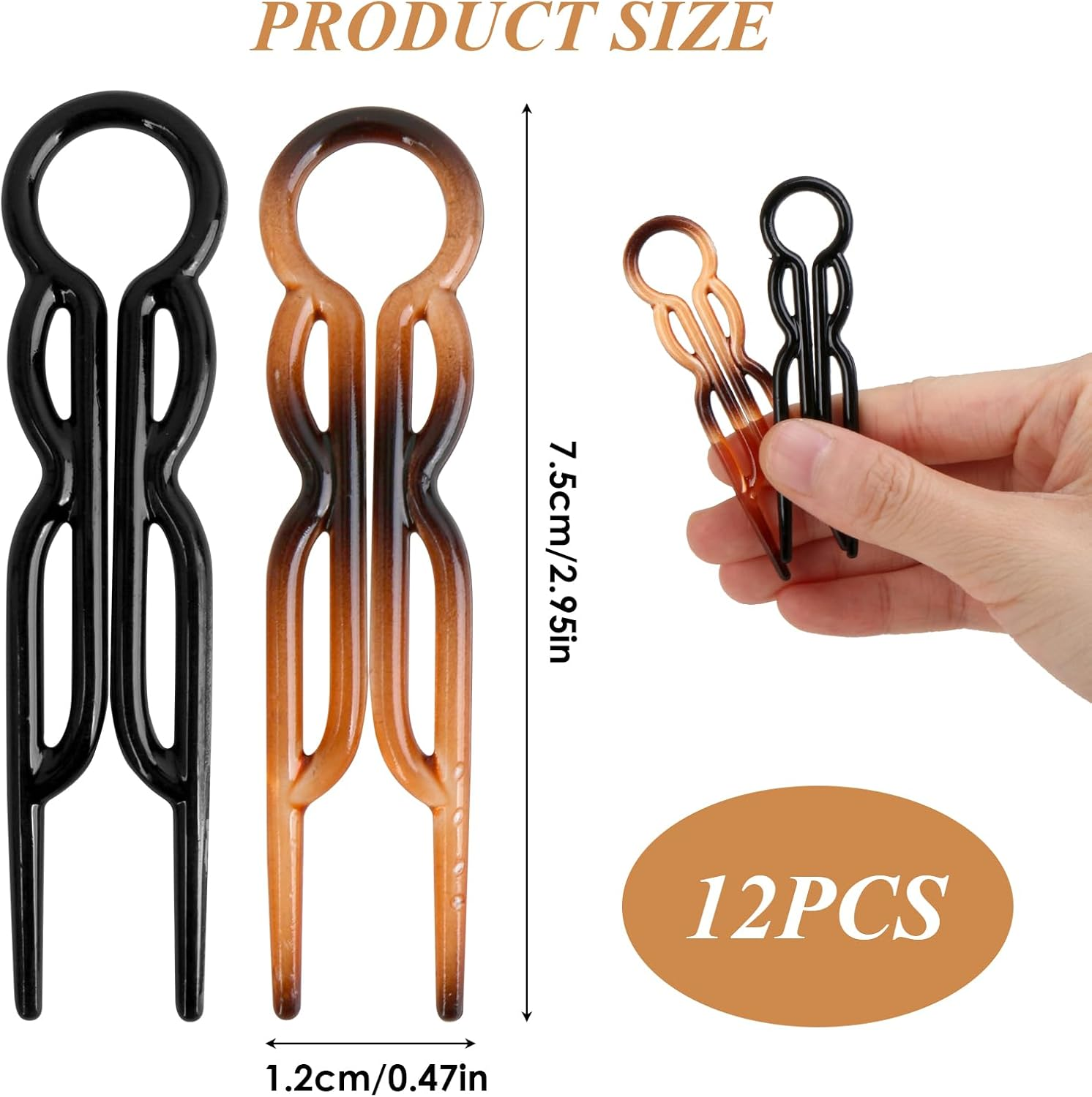 12 Pcs Hair Pins for Women - 6 Black & 6 Brown U-Shaped Magic Grip Hairpins, Strong & Durable Hair Styling Accessories for Fine & Thick Hair, French Twist Bun Pins, Elegant Hair Clips for Everyday Use image number 6