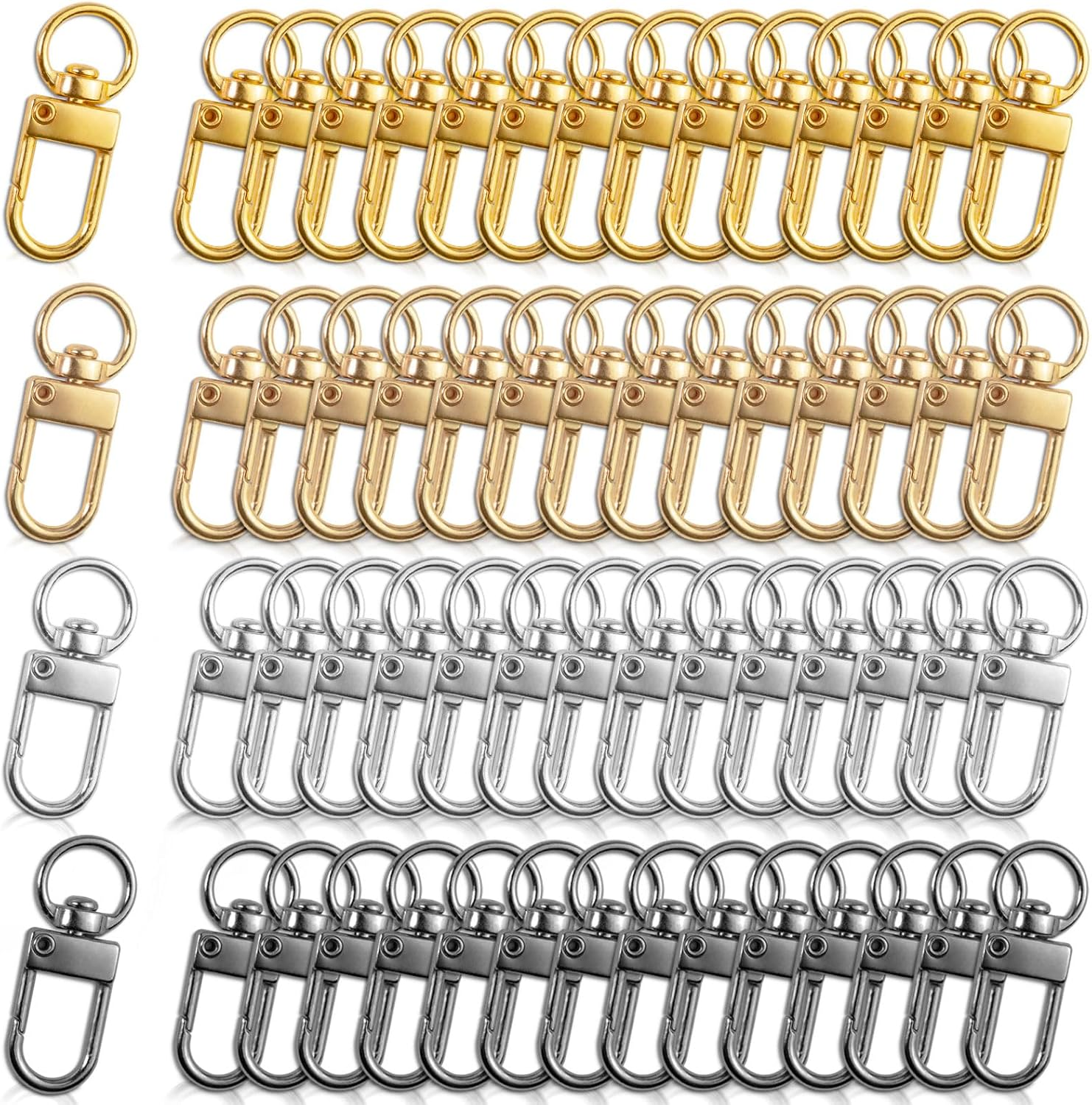 60 Pcs Metal Lobster Claw Clasps Swivel Lanyards Snap Hooks DIY Swivel Clasp Hooks for Keychains Jewelry Purse Making DIY Bags Key Rings Art Crafts (Gold, Silver, Rose Gold, Gun Black) image number 1